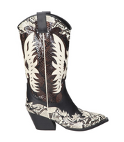 Botas cowboy para mujer SKYDIVA DELULU con estampado negro y beige, vista lateral derecha