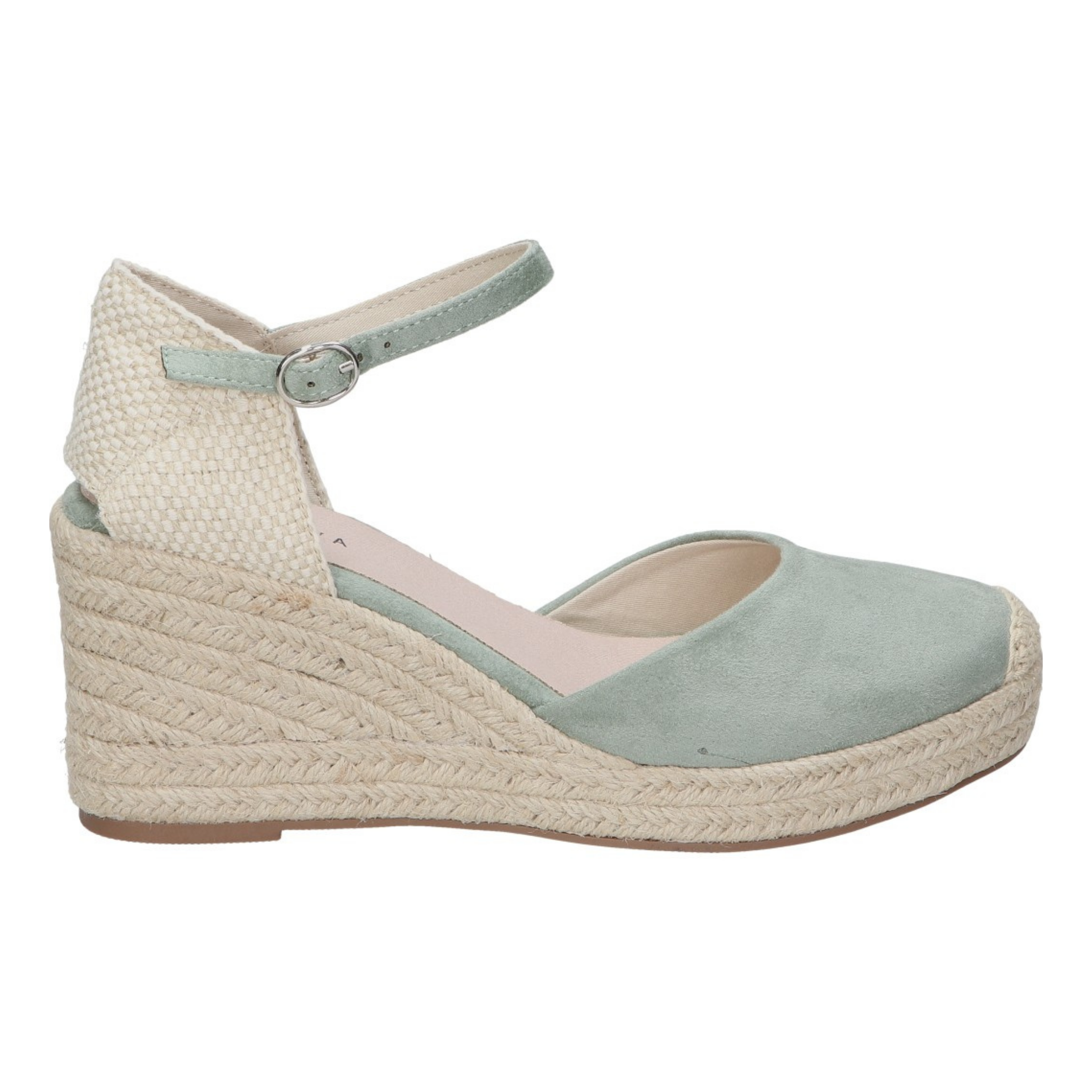 Alpargatas con cuña para mujer SKYDIVA VIBES en color verde, vista lateral derecha