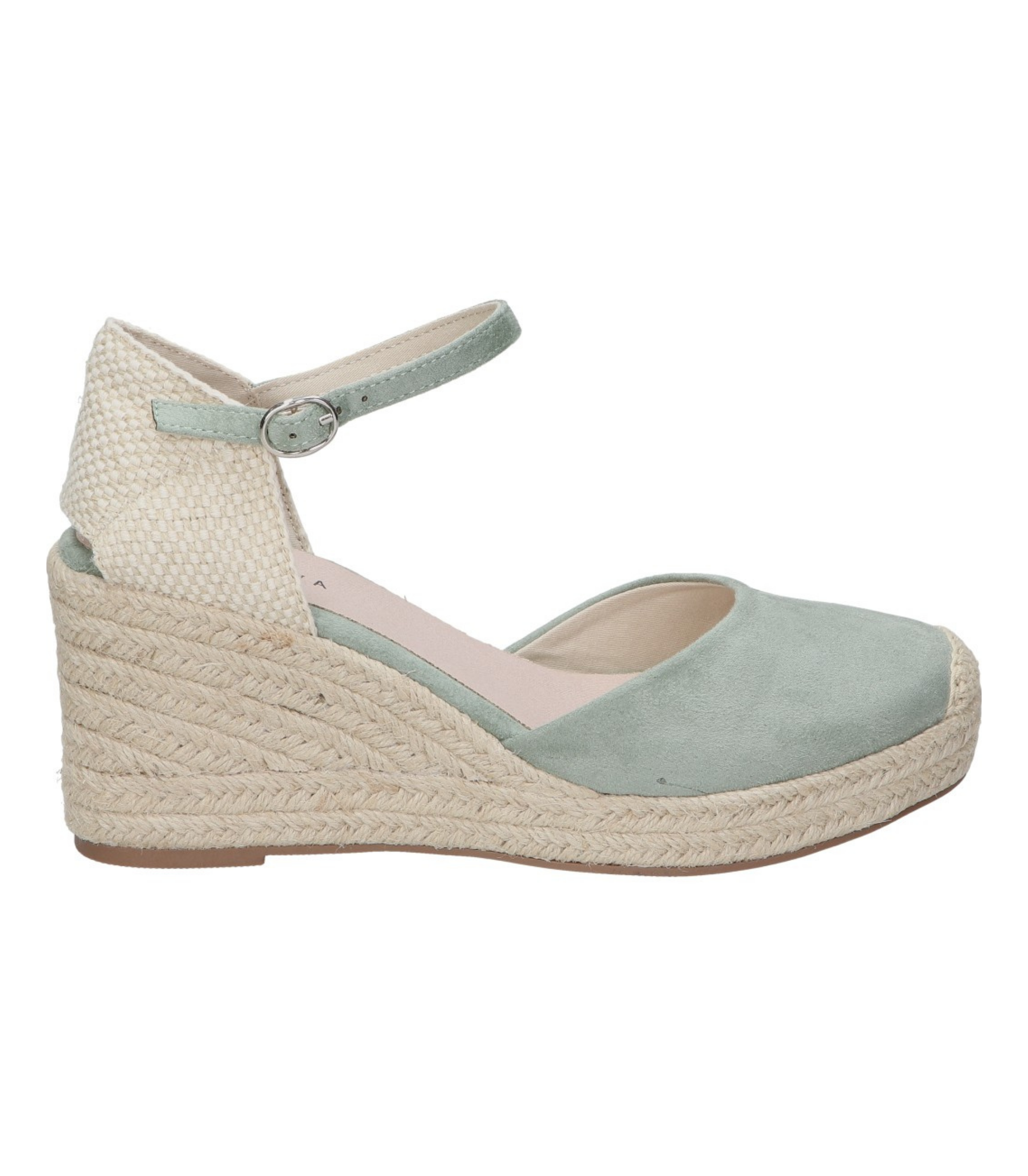 Alpargatas con cuña para mujer SKYDIVA VIBES en color verde, vista lateral derecha