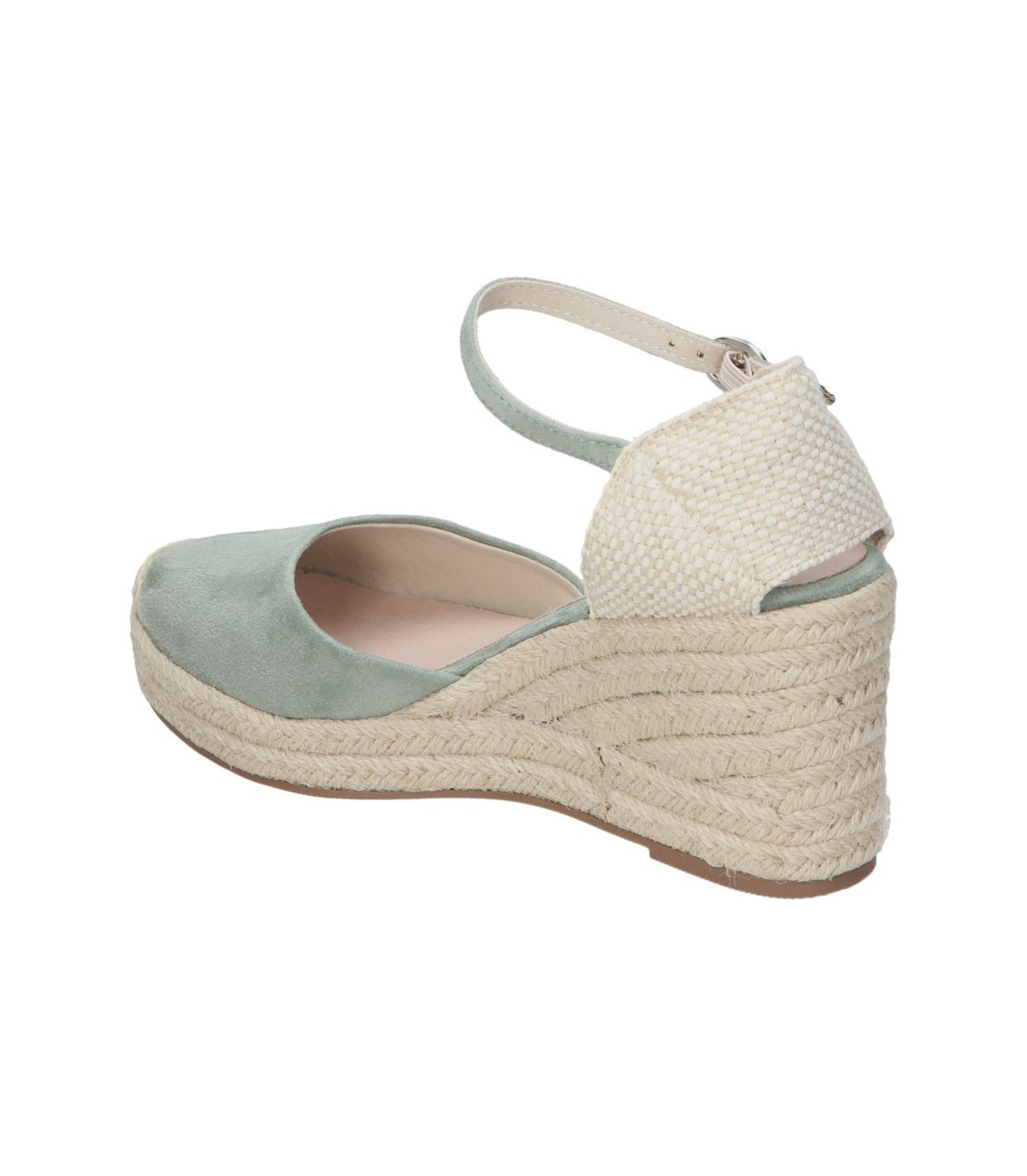 Alpargatas con cuña para mujer SKYDIVA VIBES en color verde, vista diagonal talón