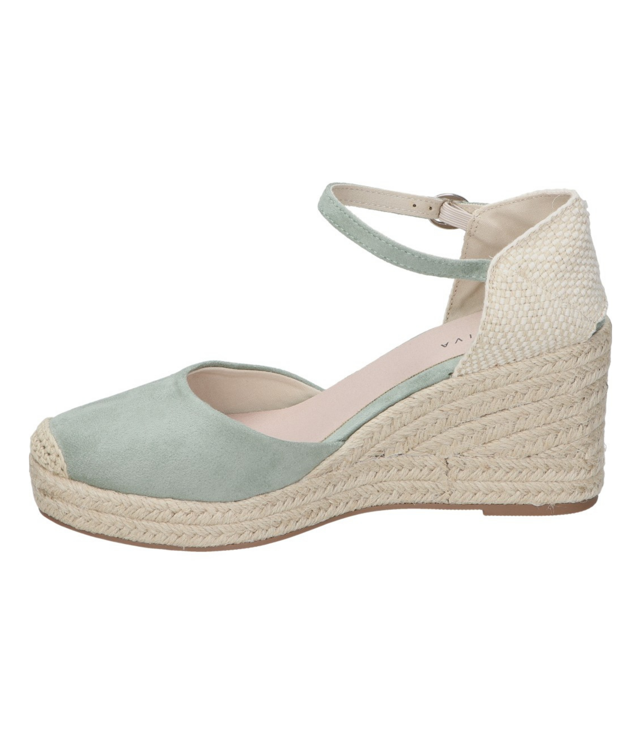 Alpargatas con cuña para mujer SKYDIVA VIBES en color verde, vista lateral izquierda