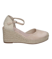 Alpargatas con cuña para mujer SKYDIVA VIBES en color beige, vista lateral derecha