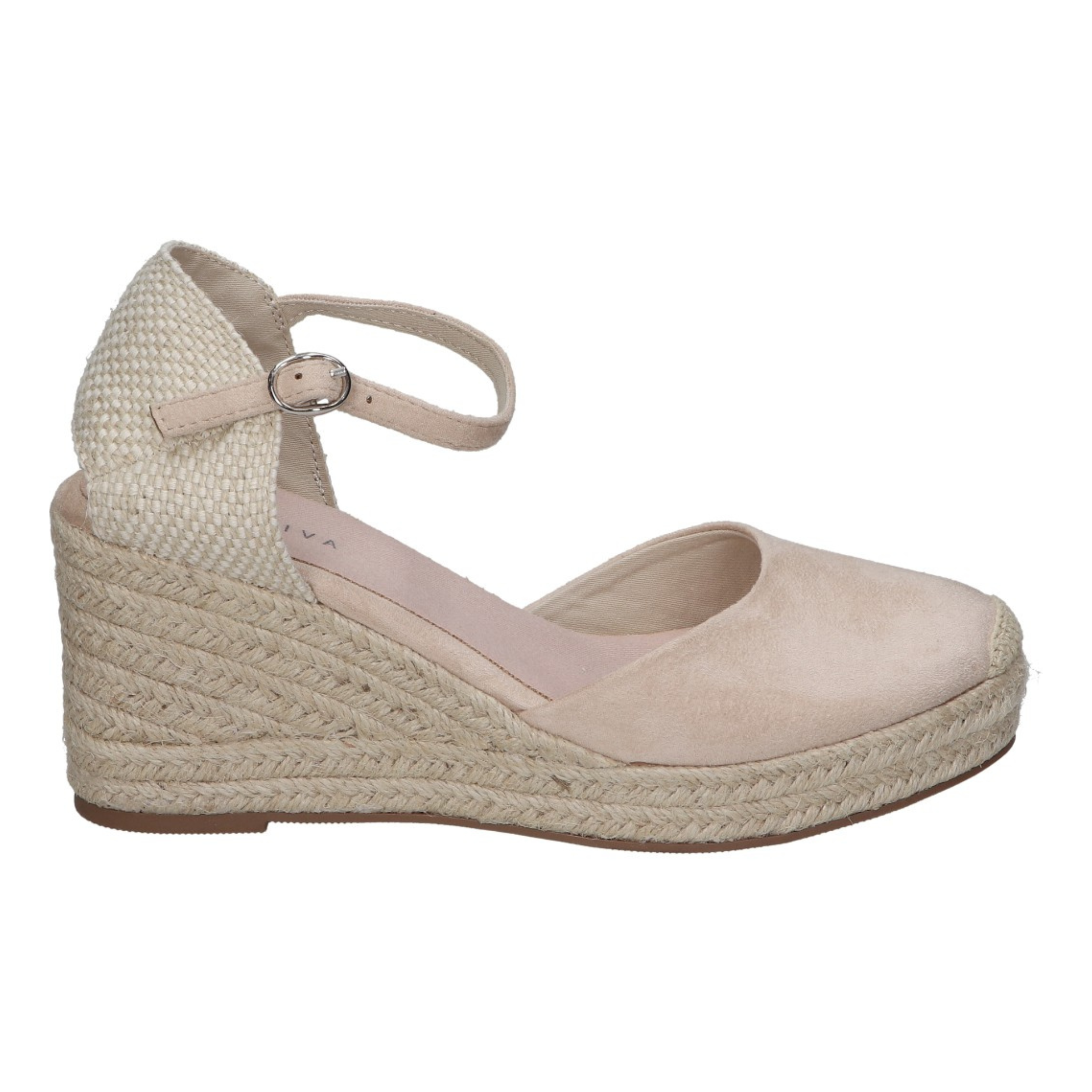 Alpargatas con cuña para mujer SKYDIVA VIBES en color beige, vista lateral derecha