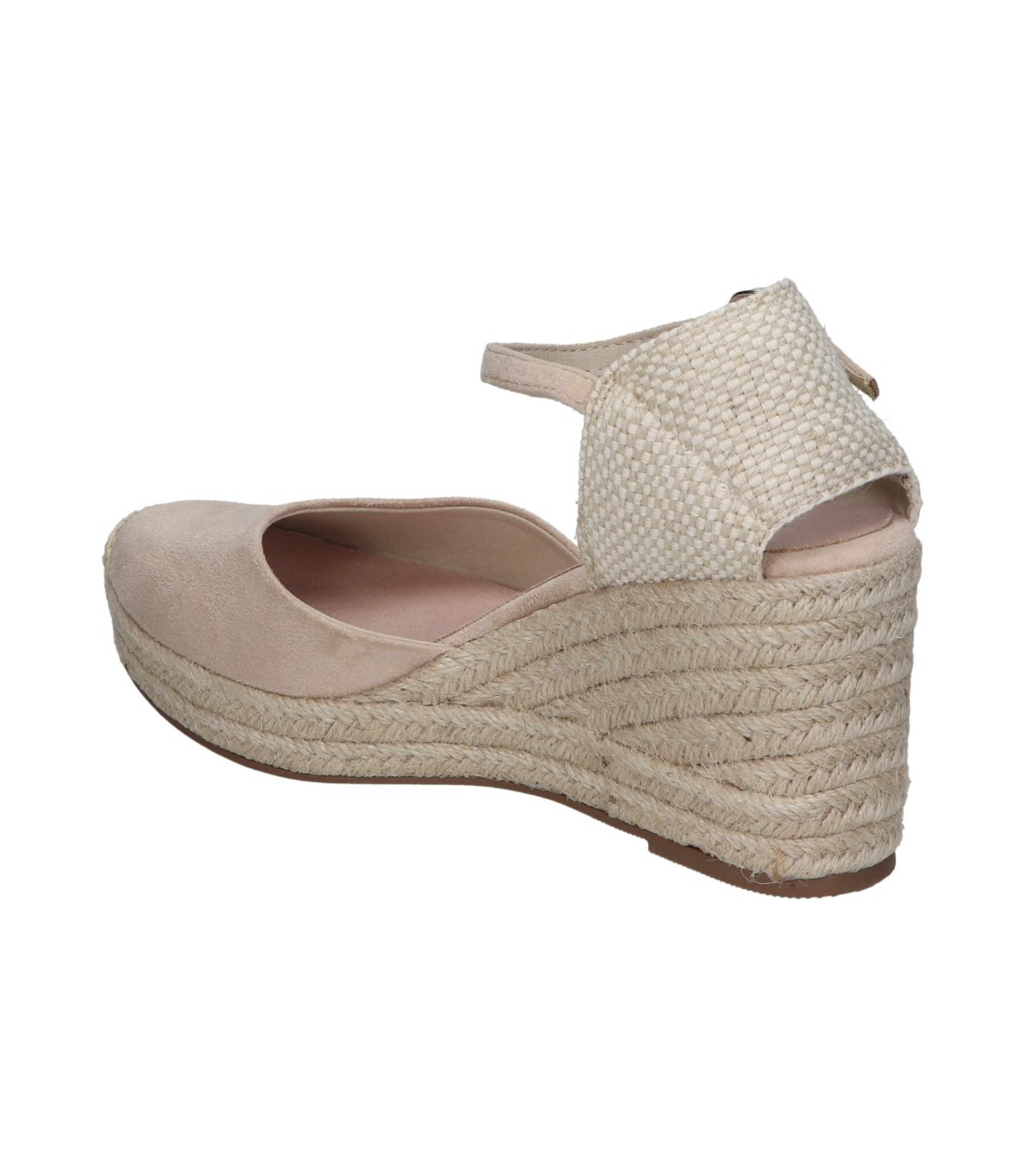 Alpargatas con cuña para mujer SKYDIVA VIBES en color beige, vista diagonal talón