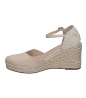Alpargatas con cuña para mujer SKYDIVA VIBES en color beige, vista lateral izquierda