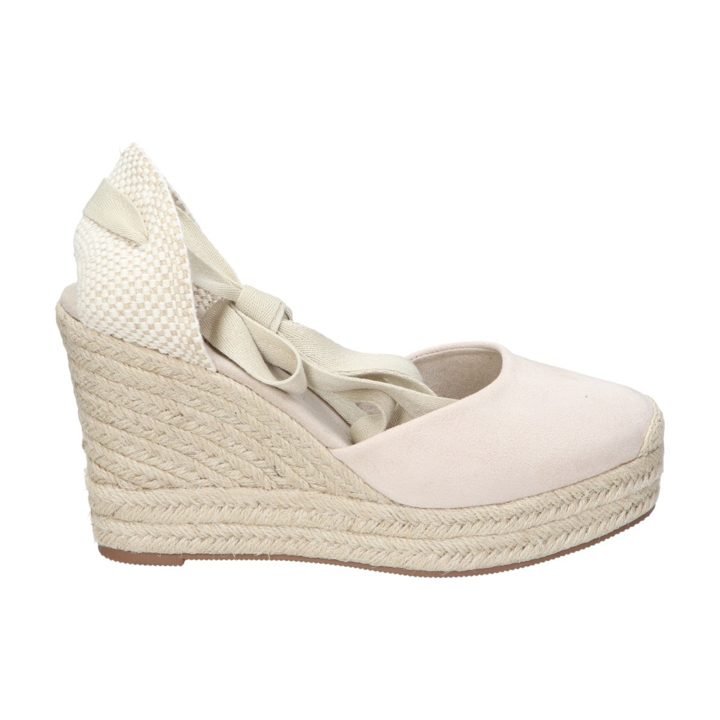 Alpargatas con cuña para mujer SKYDIVA AESTHETIC en color beige, vista lateral derecha