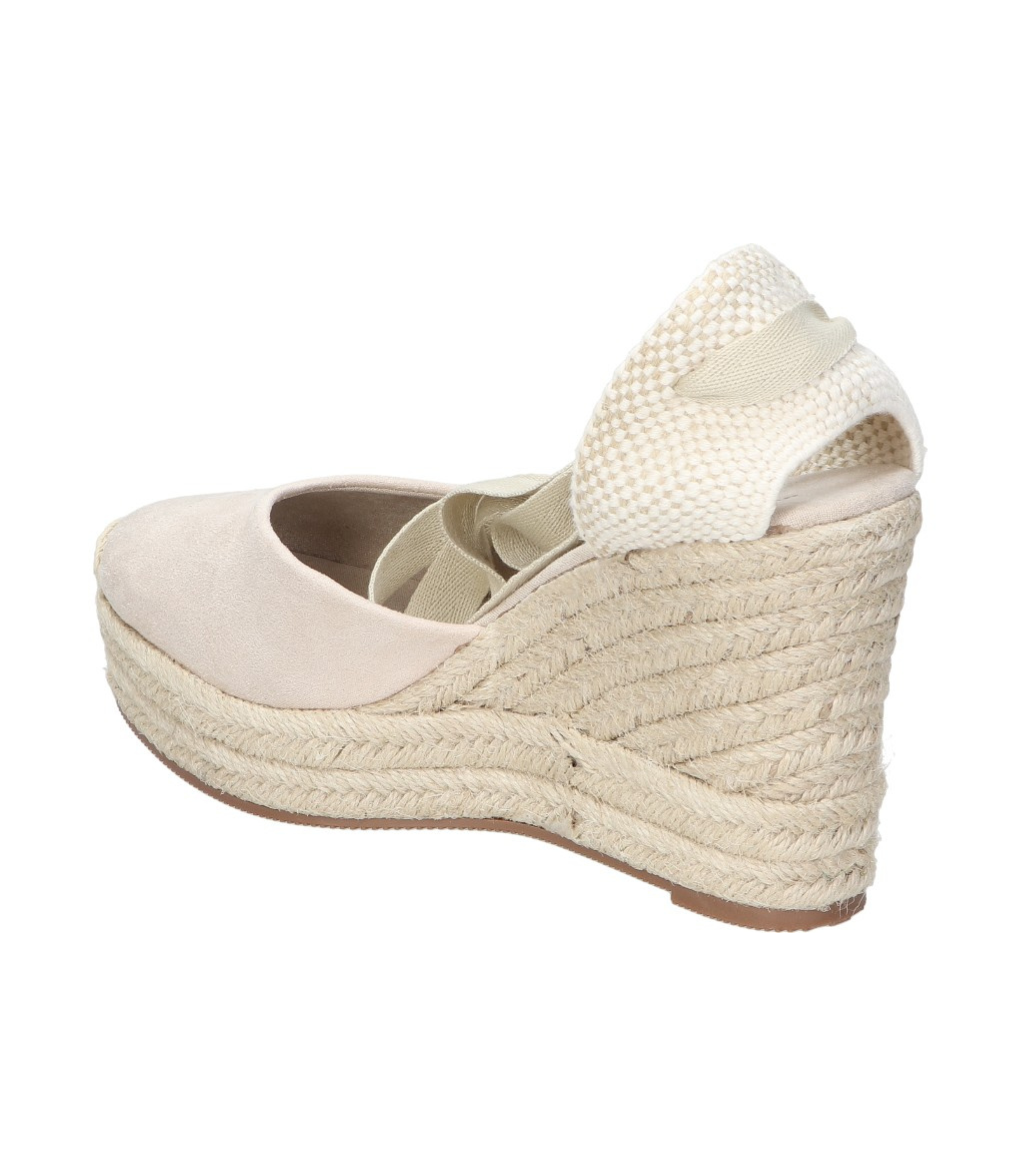 Alpargatas con cuña para mujer SKYDIVA AESTHETIC en color beige, vista diagonal talón