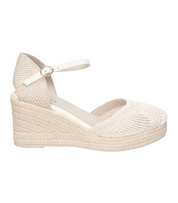 Alpargatas con cuña para mujer SKYDIVA MATCH en color beige, vista lateral derecha