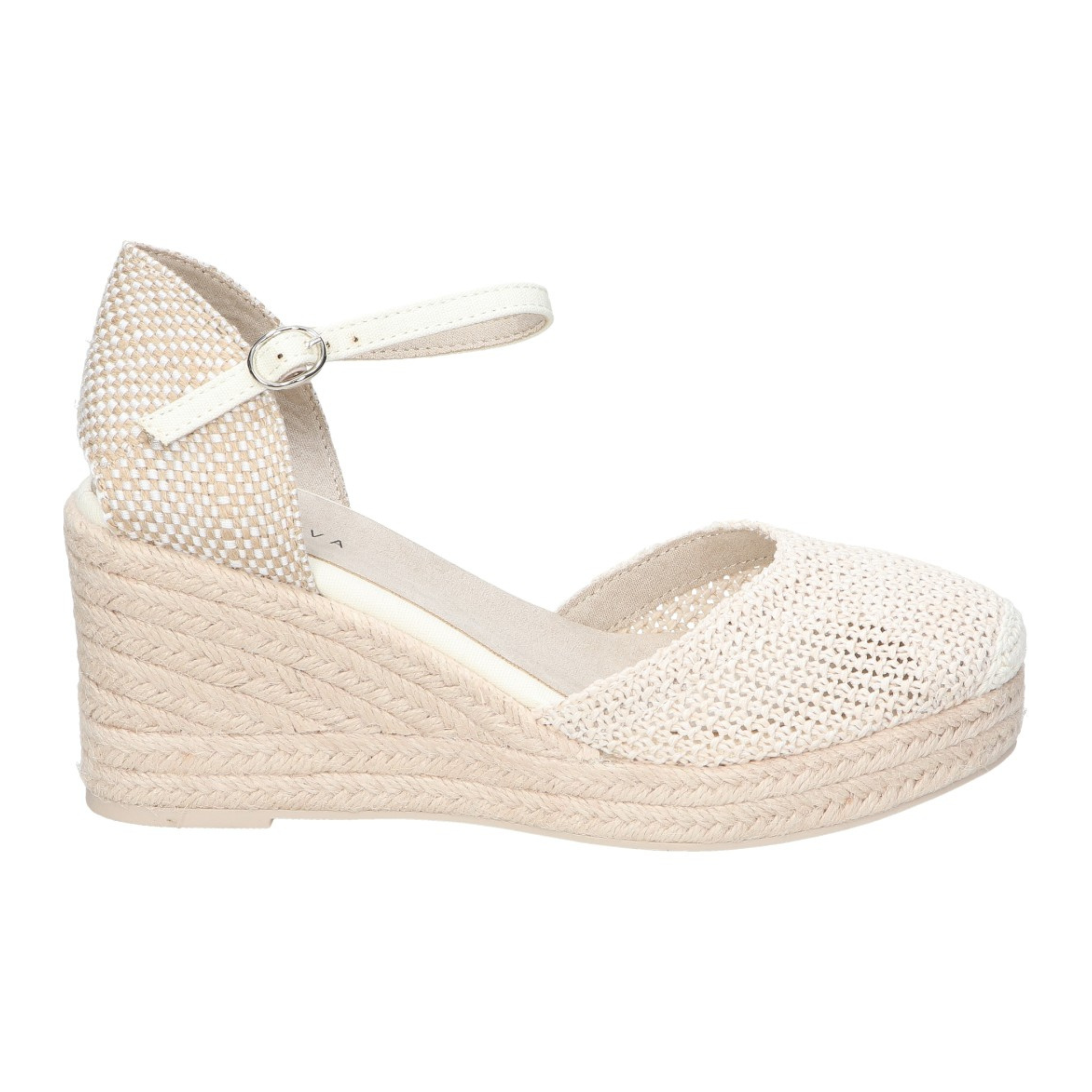 Alpargatas con cuña para mujer SKYDIVA MATCH en color beige, vista lateral derecha