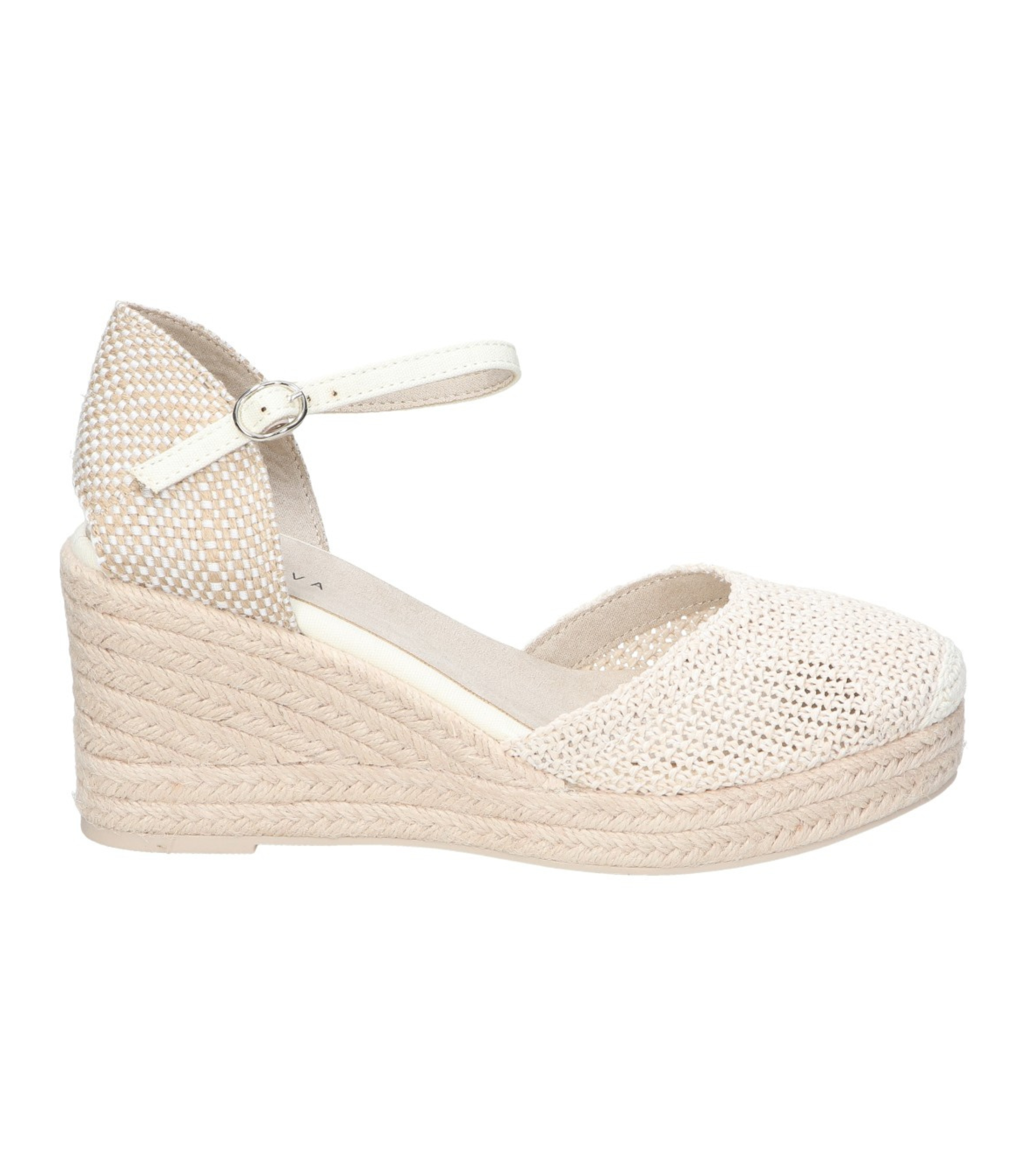 Alpargatas con cuña para mujer SKYDIVA MATCH en color beige, vista lateral derecha