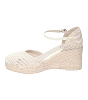 Alpargatas con cuña para mujer SKYDIVA MATCH en color beige, vista lateral izquierda