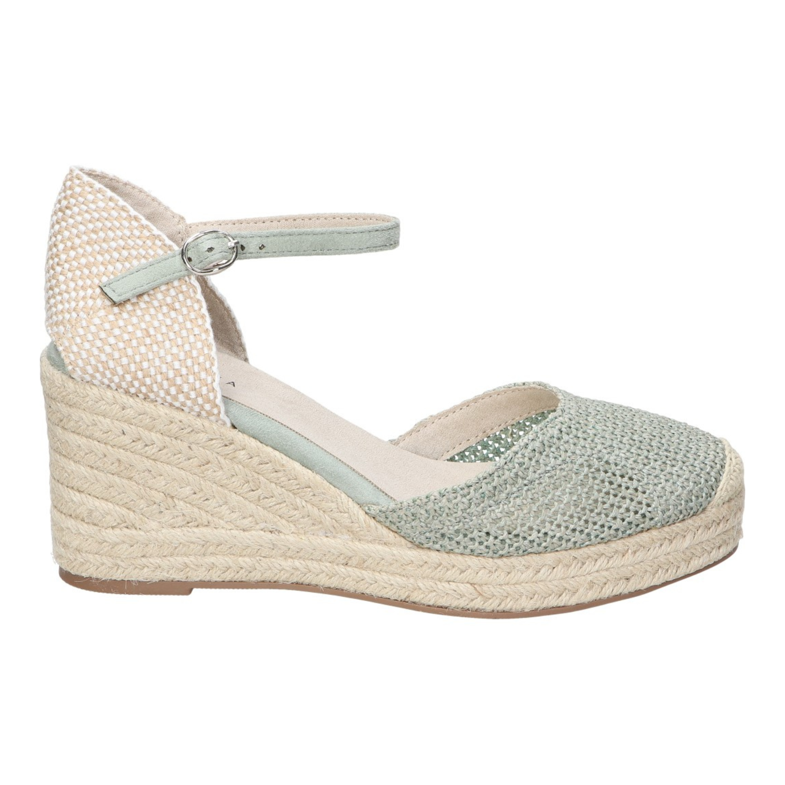 Alpargatas con cuña para mujer SKYDIVA MATCH en color verde, vista lateral derecha
