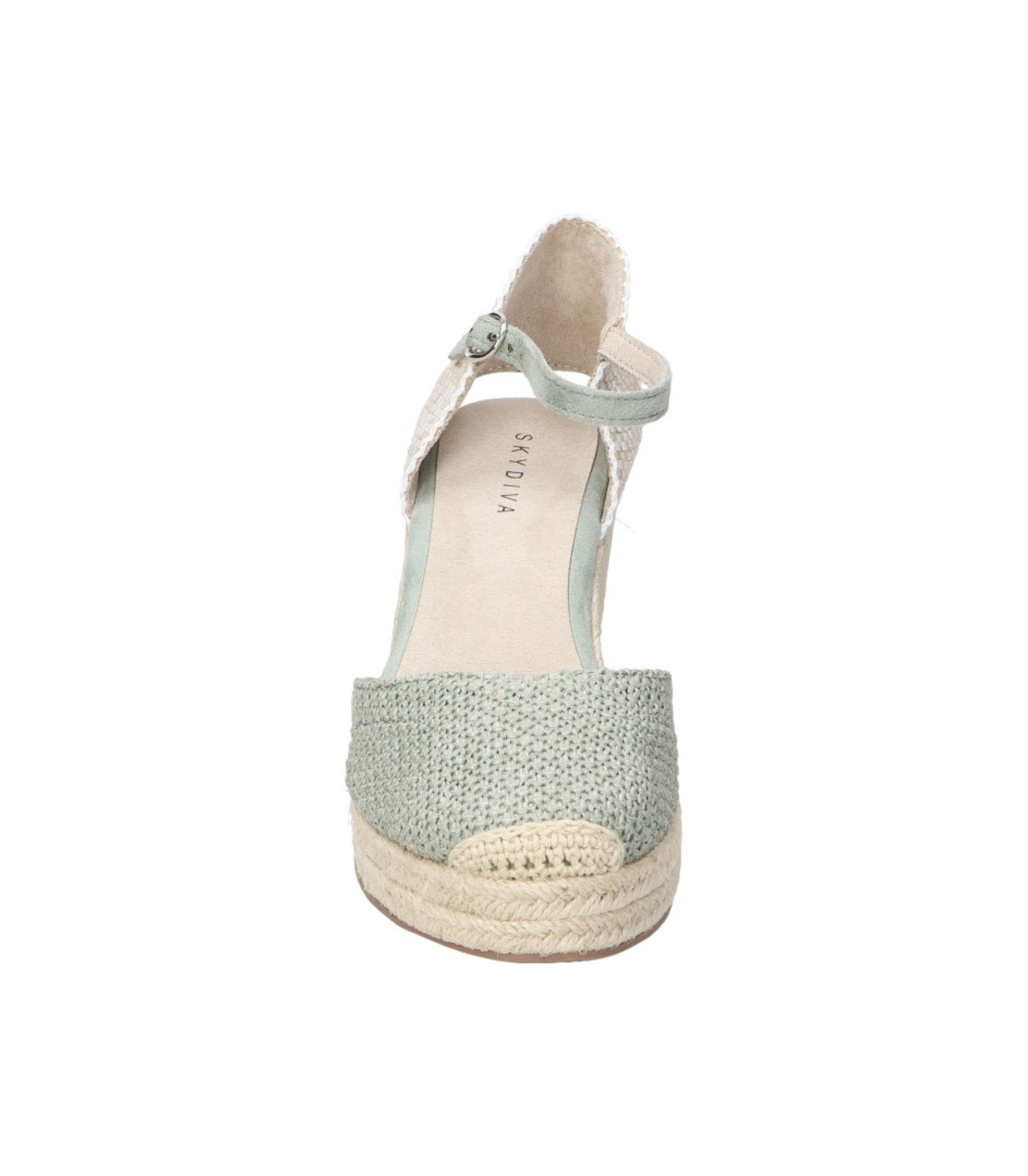 Alpargatas con cuña para mujer SKYDIVA MATCH en color verde, vista frontal