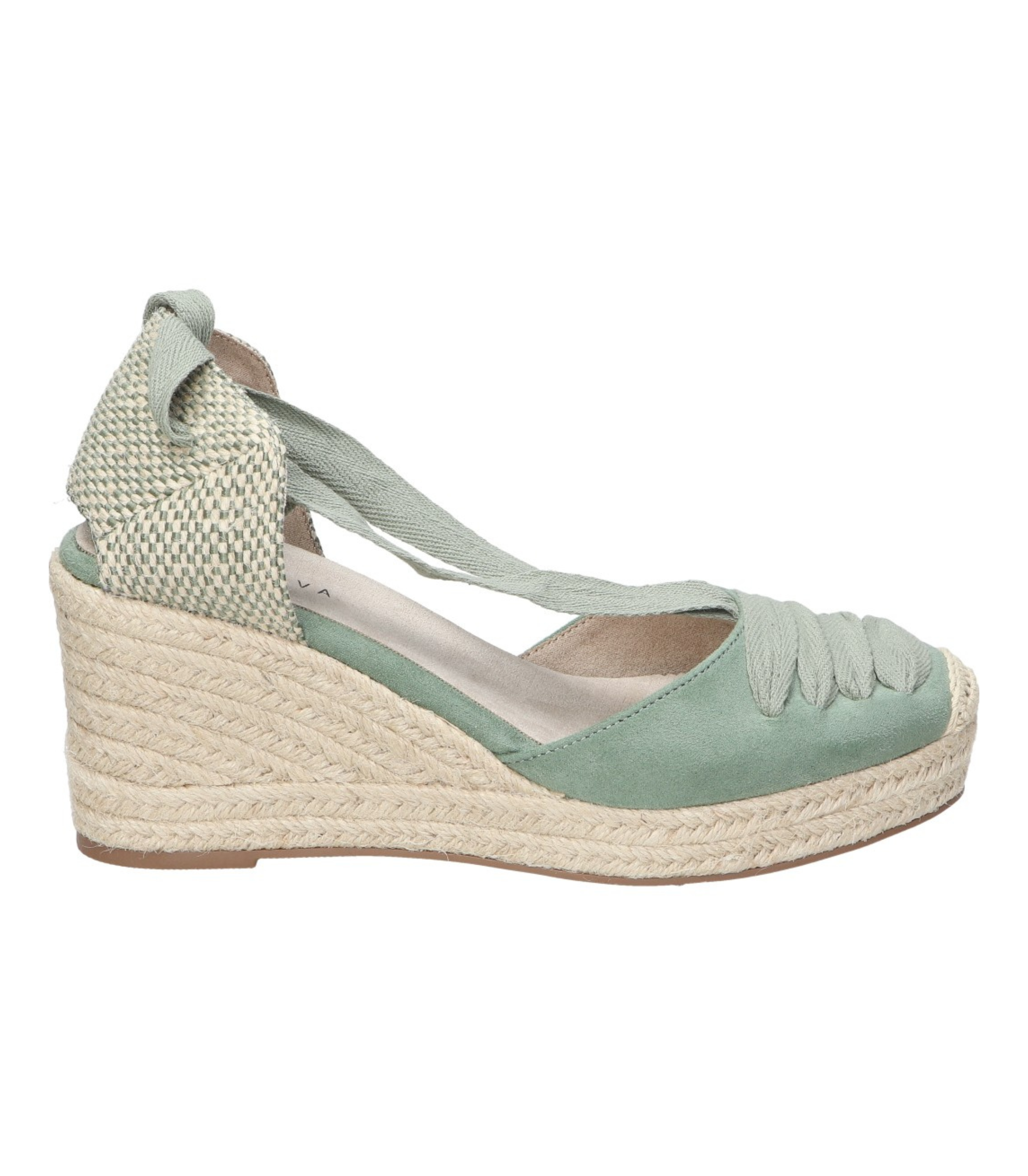 Alpargatas con cuña para mujer SKYDIVA CUTE en color verde, vista lateral derecha