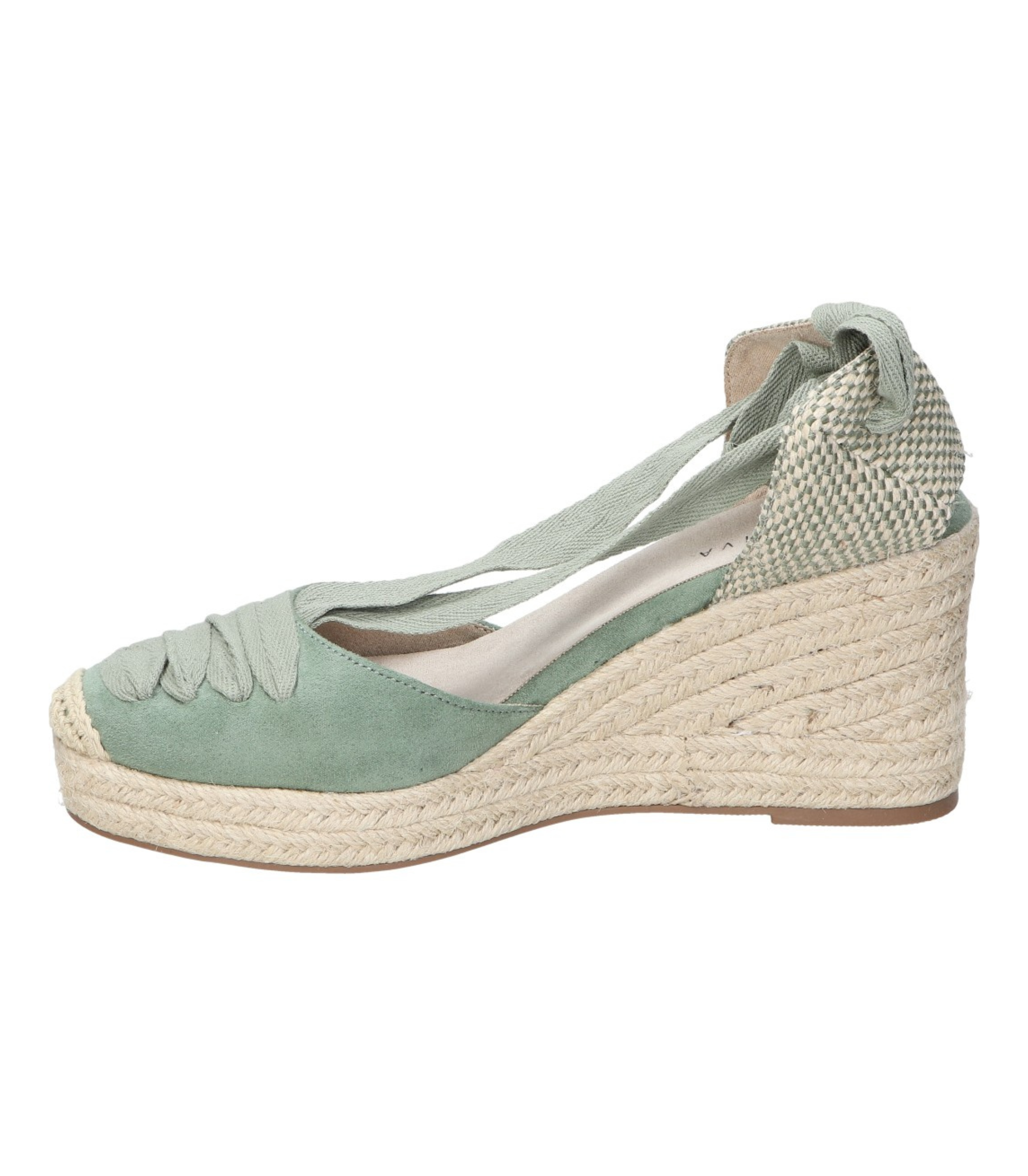 Alpargatas con cuña para mujer SKYDIVA CUTE en color verde, vista lateral izquierda