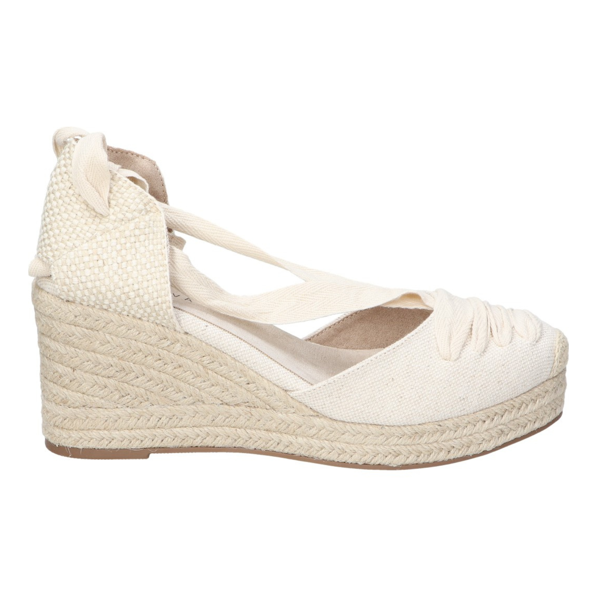 Alpargatas con cuña para mujer SKYDIVA CUTE en color beige, vista lateral derecha