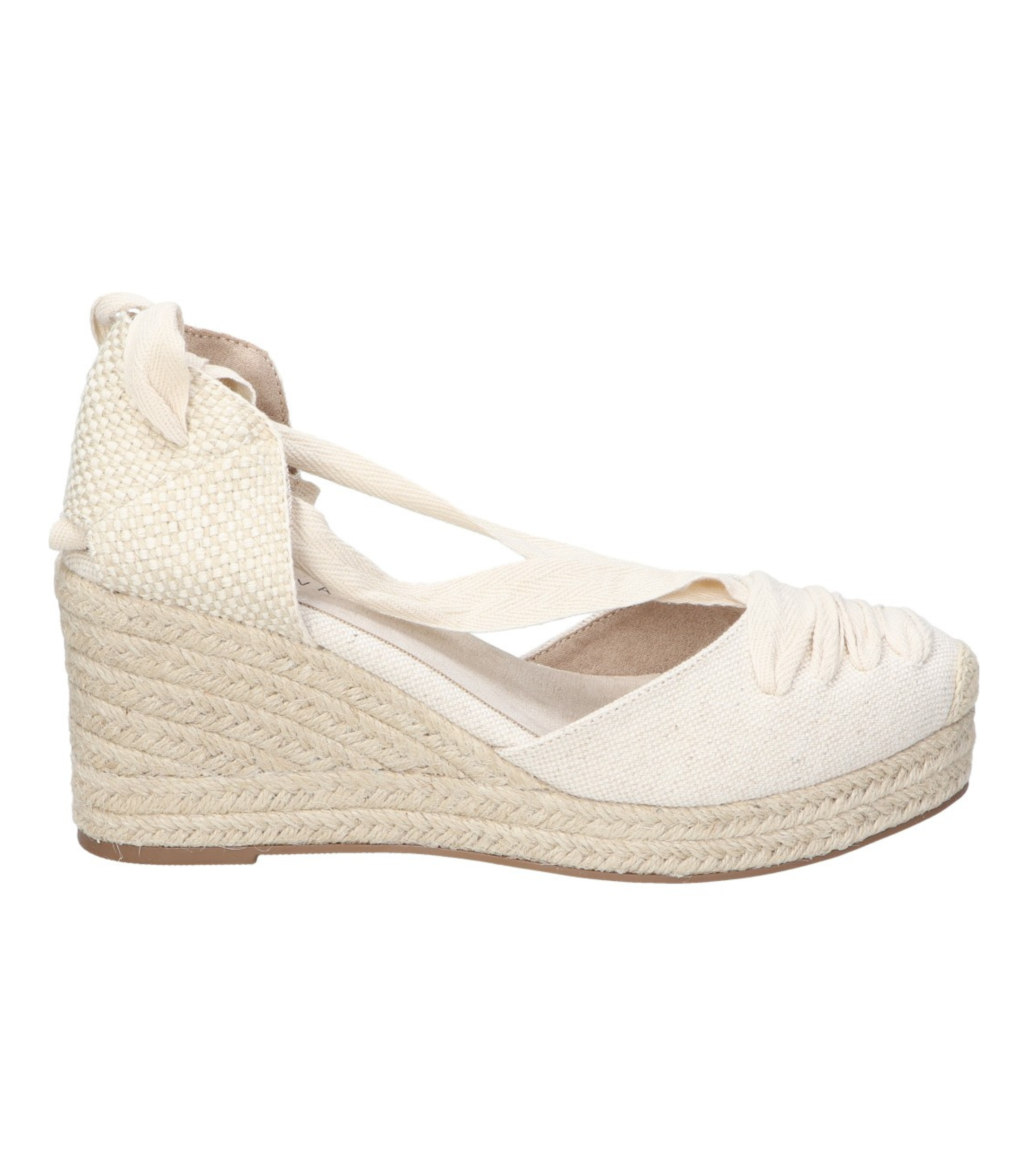 Alpargatas con cuña para mujer SKYDIVA CUTE en color beige, vista lateral derecha