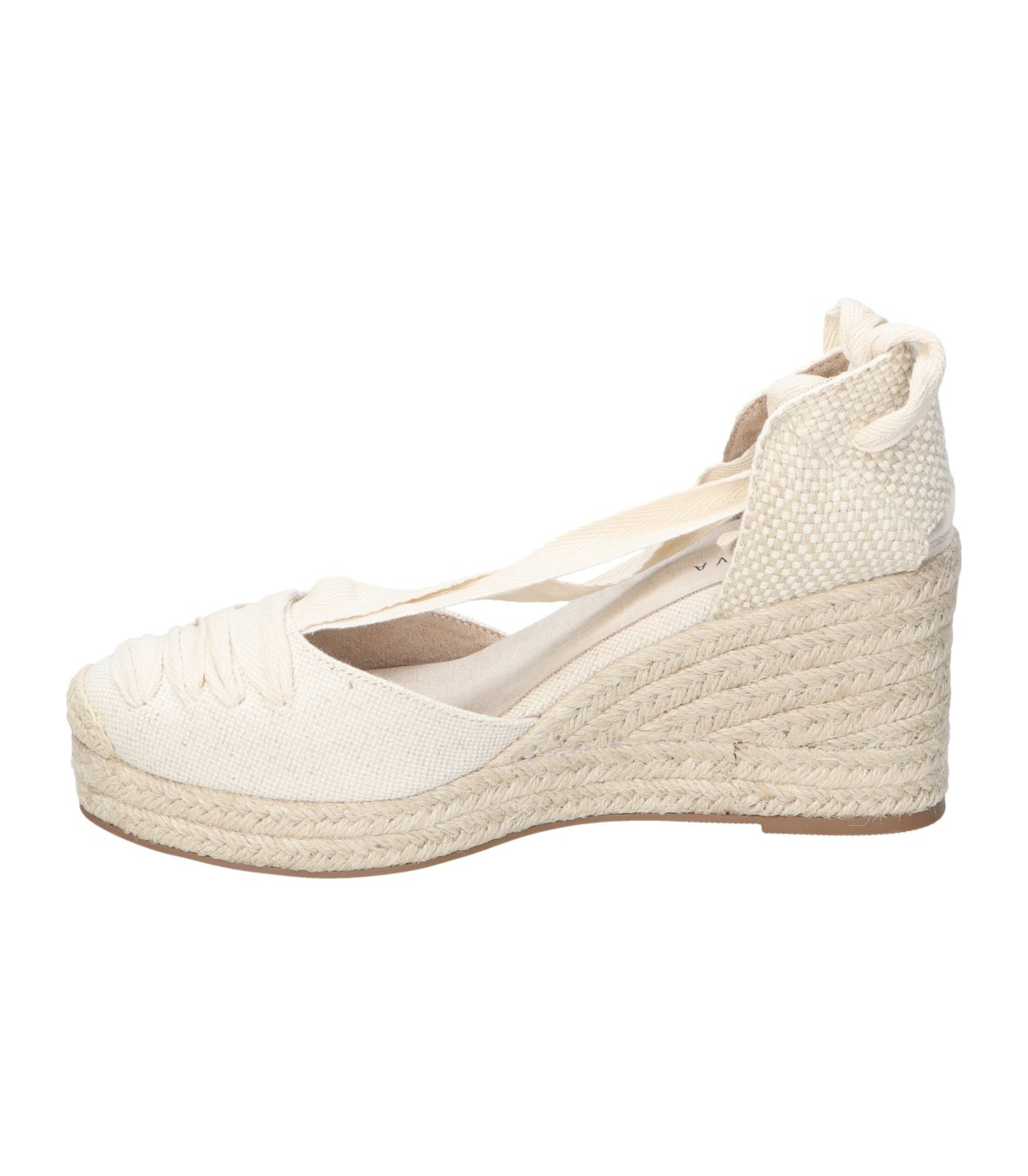 Alpargatas con cuña para mujer SKYDIVA CUTE en color beige, vista lateral izquierda