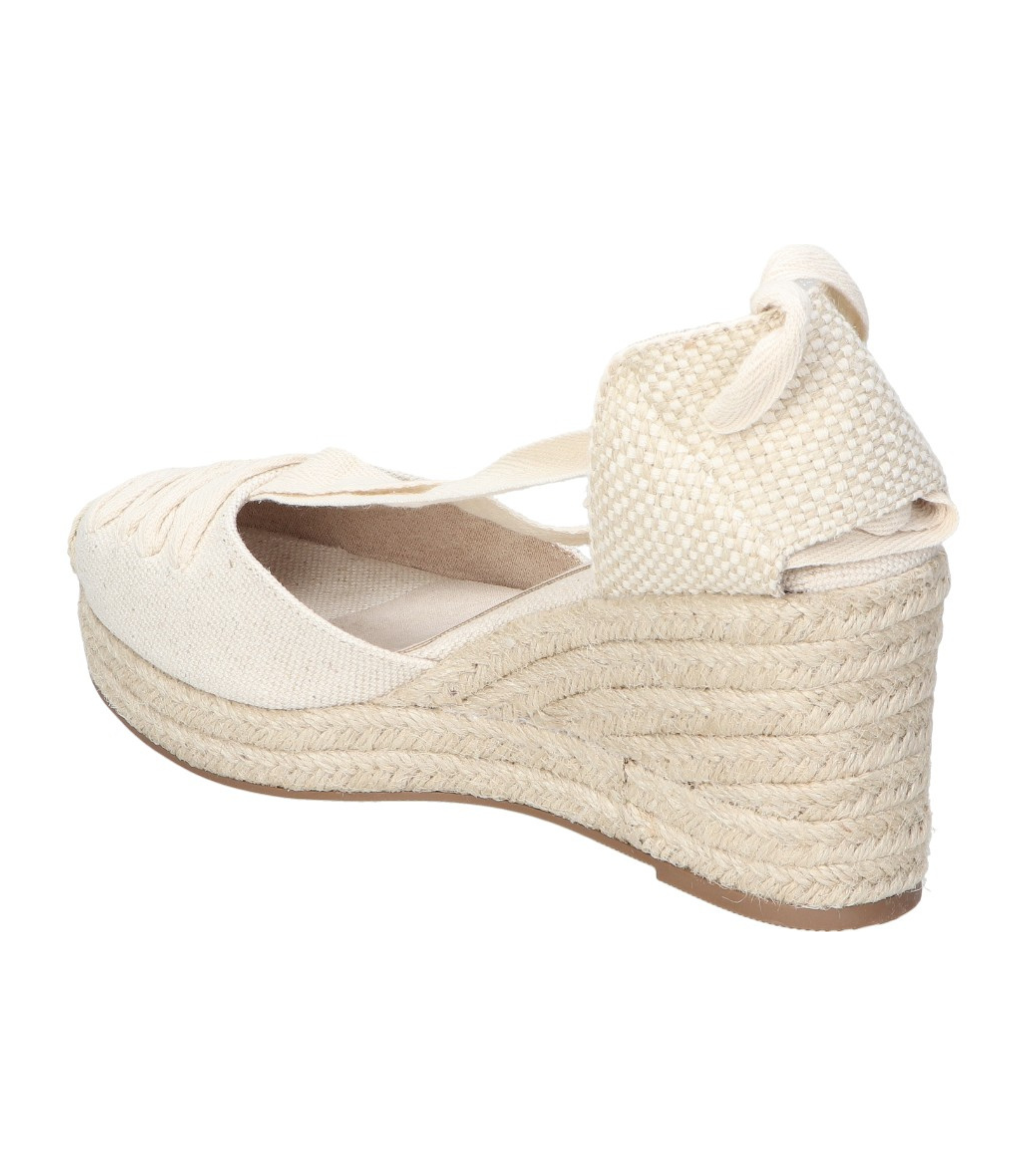 Alpargatas con cuña para mujer SKYDIVA CUTE en color beige, vista diagonal talón