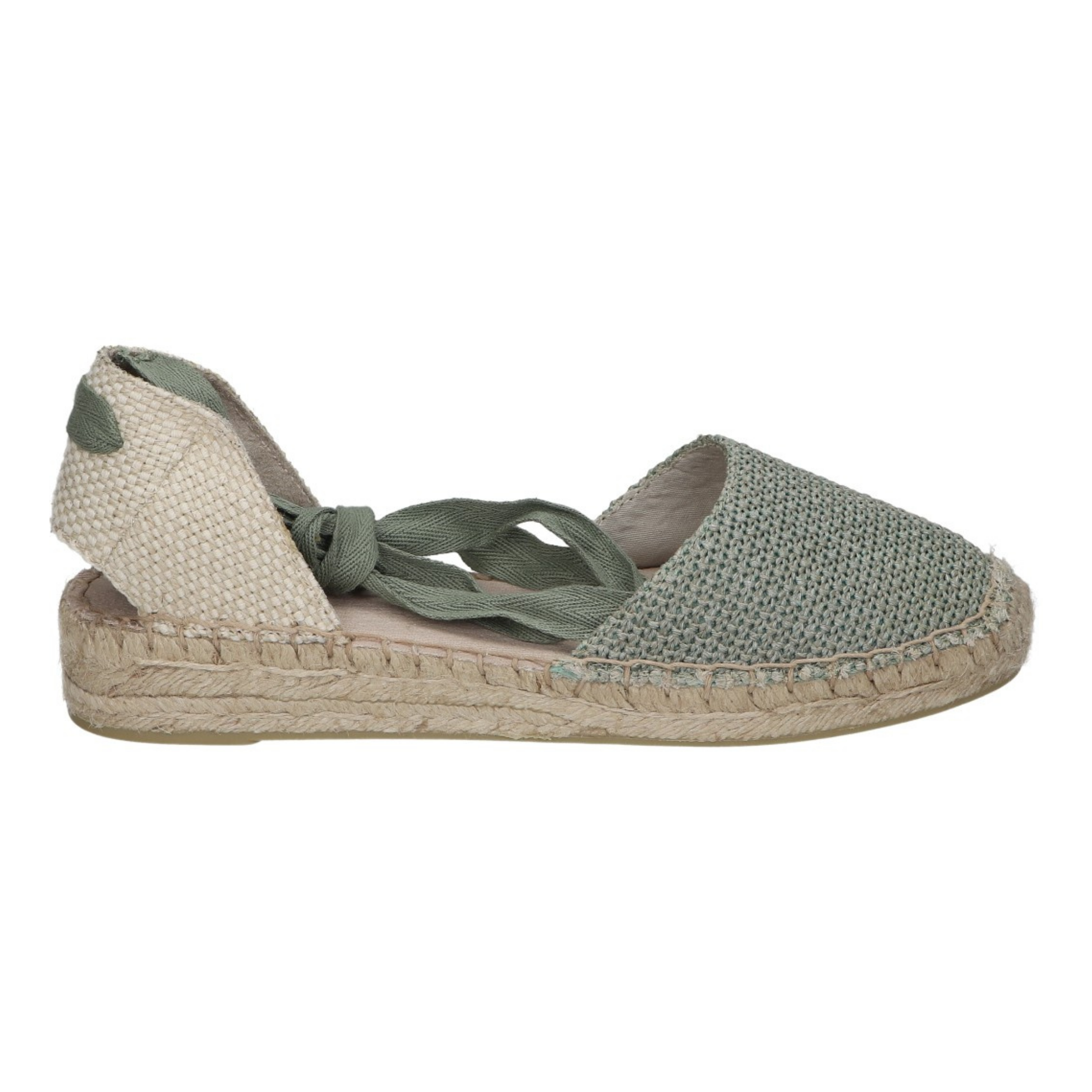 Alpargatas planas para mujer SKYDIVA POV en color verde, vista lateral derecha