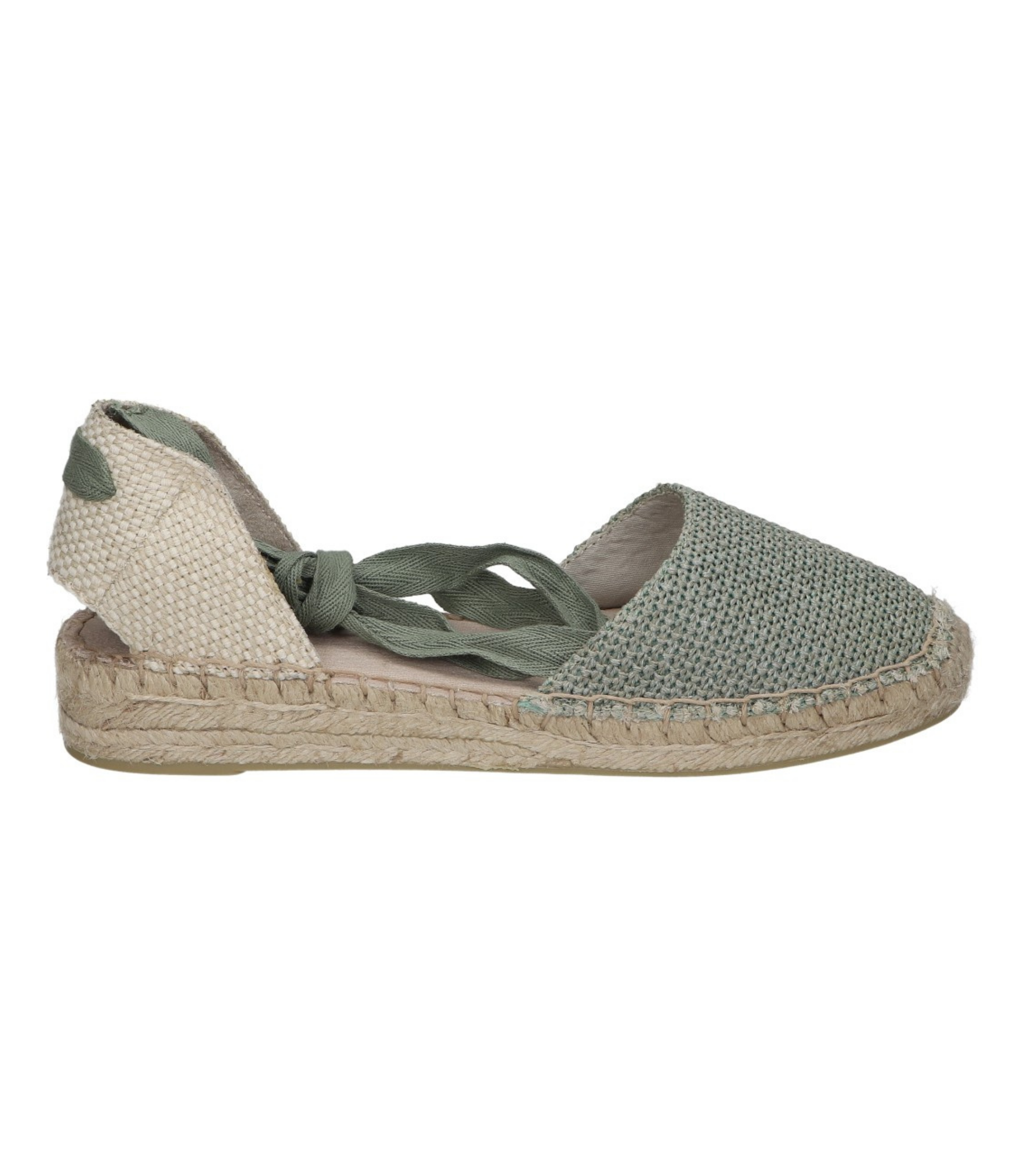 Alpargatas planas para mujer SKYDIVA POV en color verde, vista lateral derecha