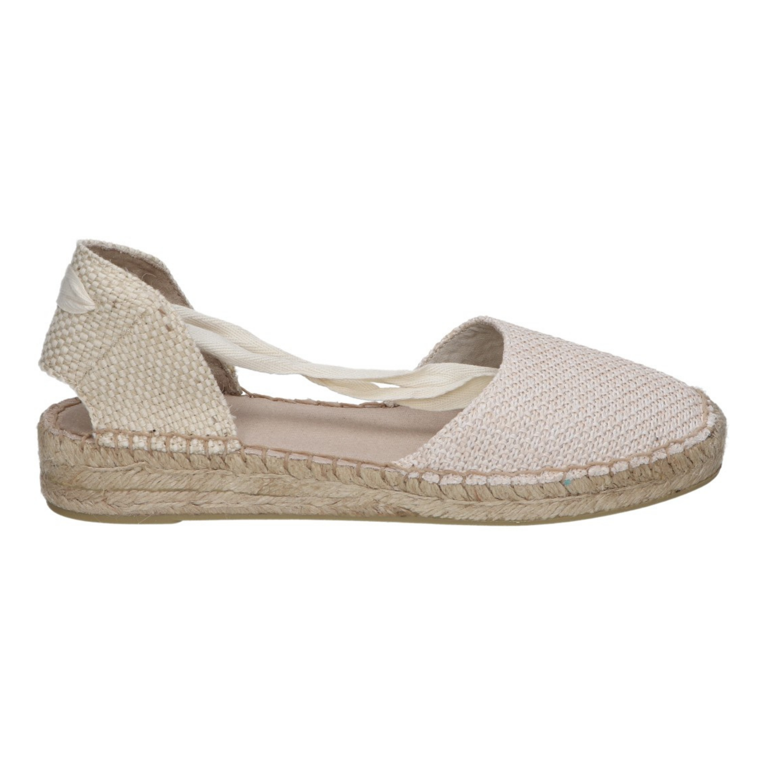 Alpargatas planas para mujer SKYDIVA POV en color beige, vista lateral derecha
