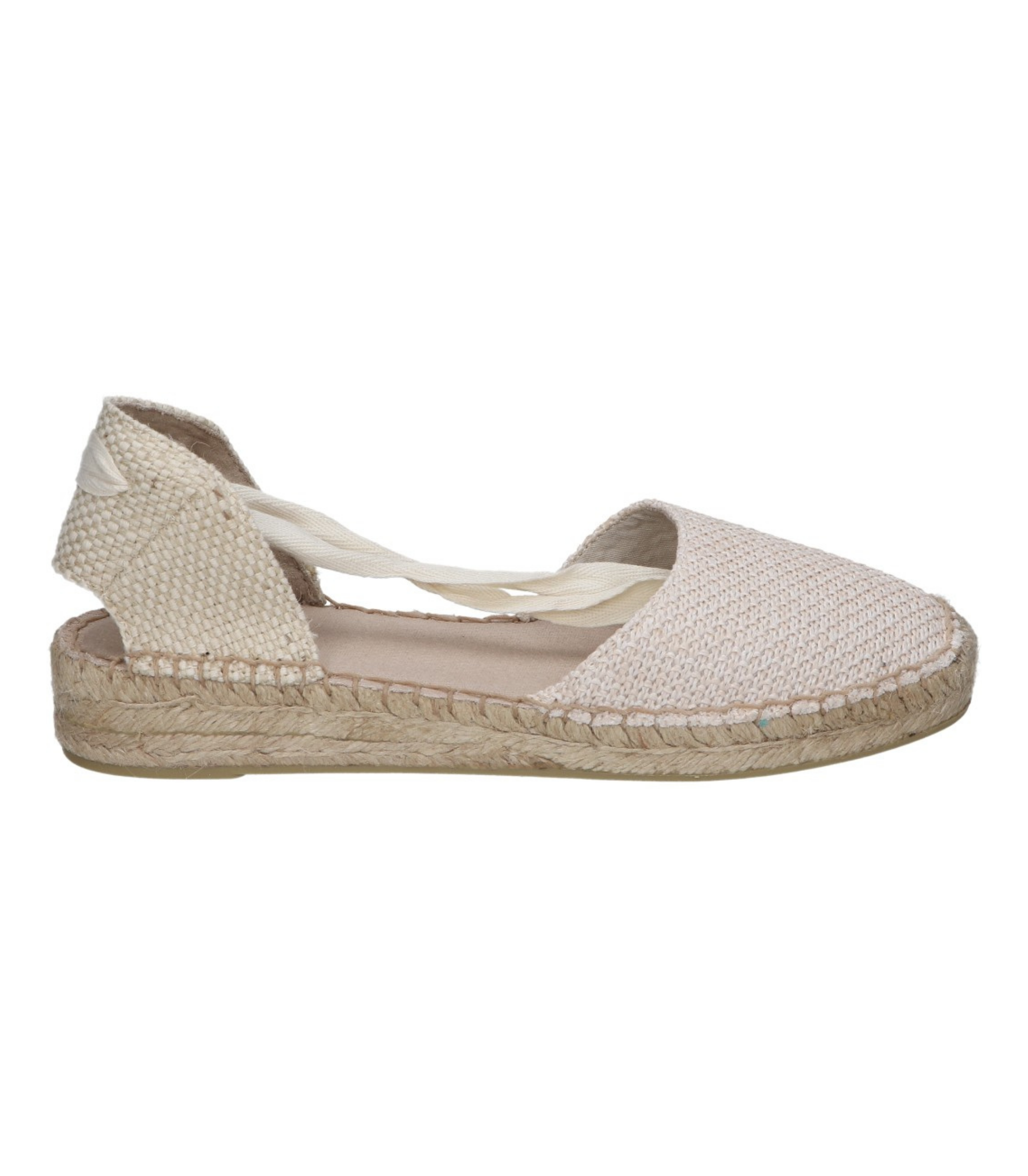 Alpargatas planas para mujer SKYDIVA POV en color beige, vista lateral derecha