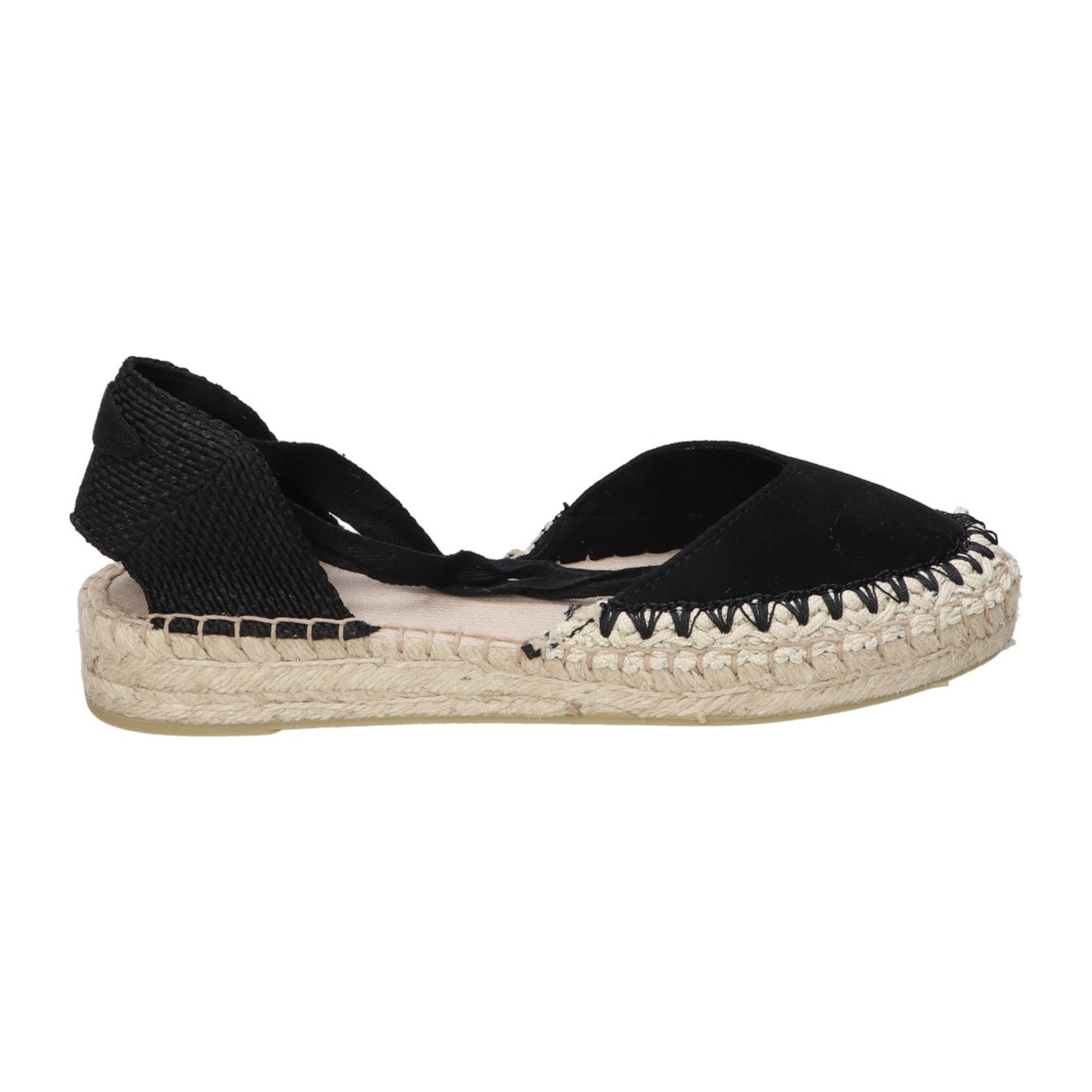 Alpargatas planas para mujer SKYDIVA BESTY en color negro, vista lateral derecha