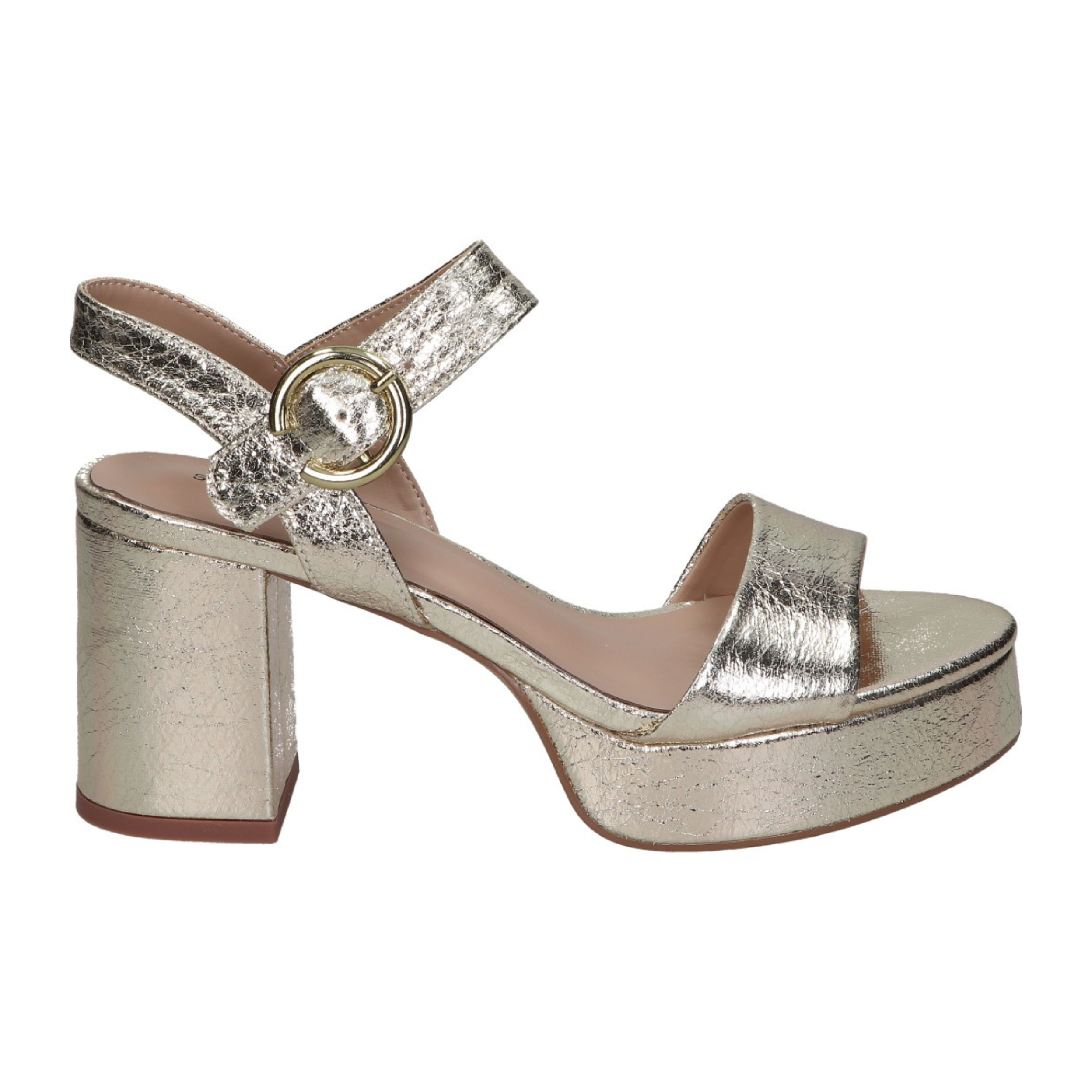 Sandalias de tacón para mujer SKYDIVA CRUSH en color dorado, vista lateral derecha
