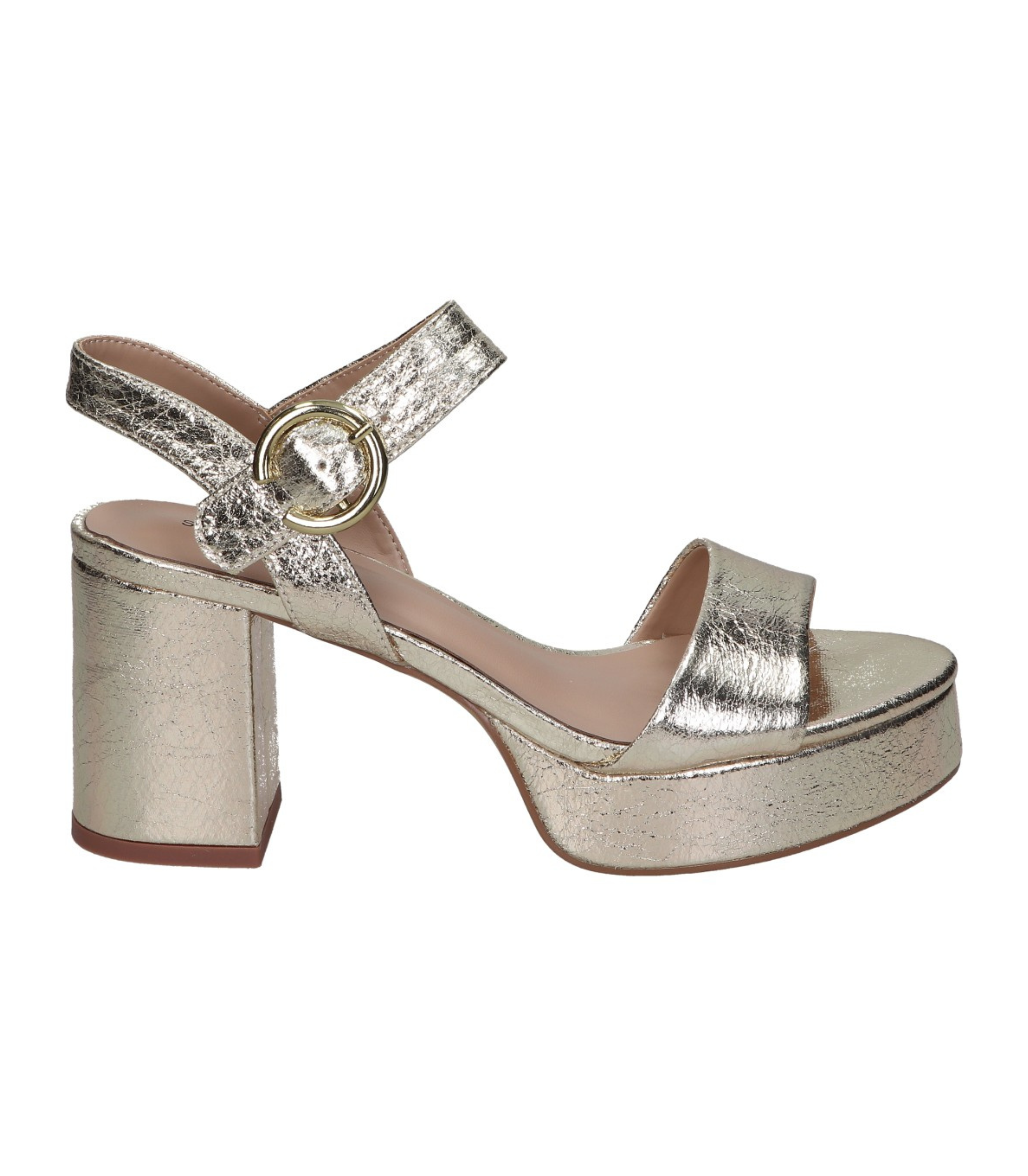 Sandalias de tacón para mujer SKYDIVA CRUSH en color dorado, vista lateral derecha