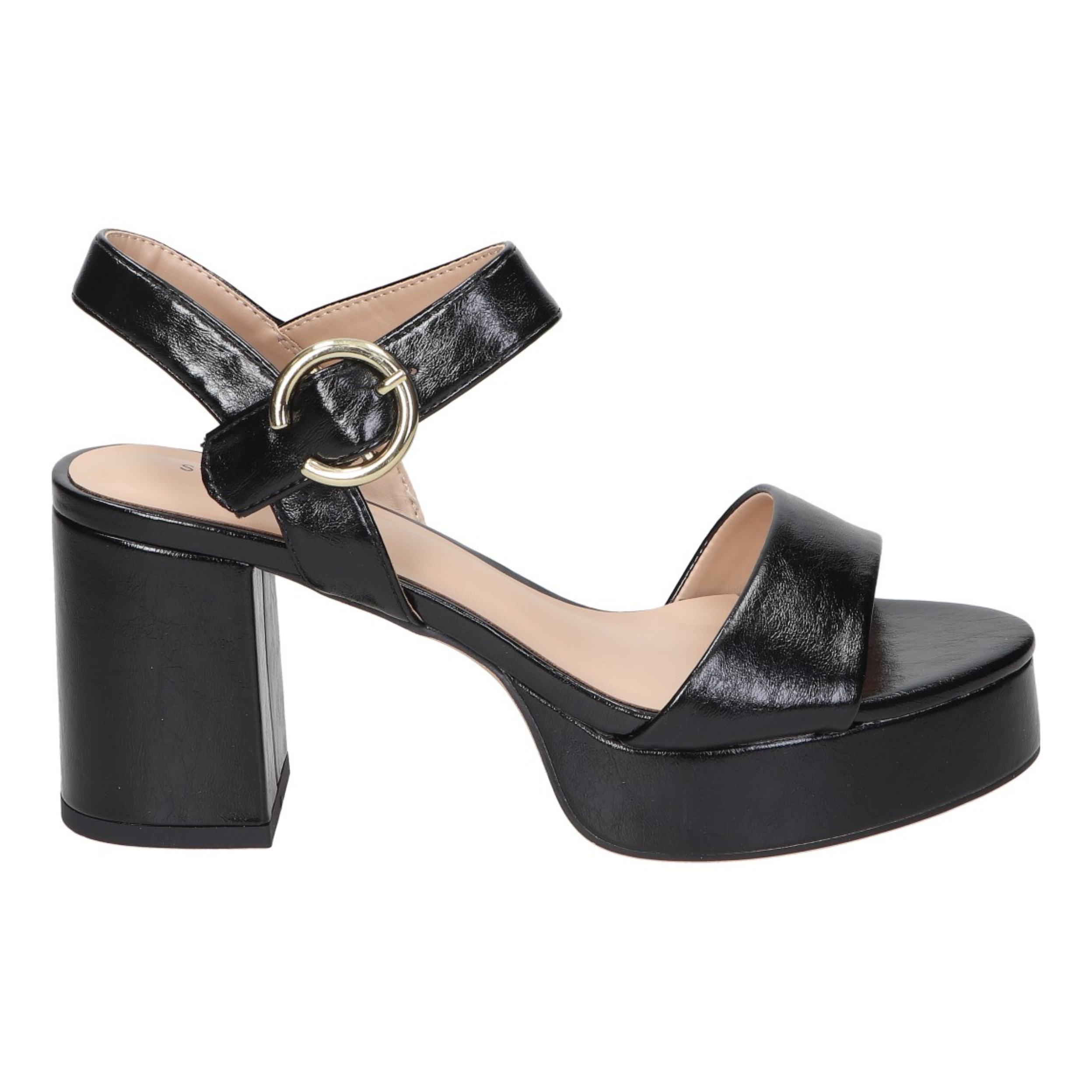 Sandalias de tacón para mujer SKYDIVA CRUSH en color negro, vista lateral deerecha