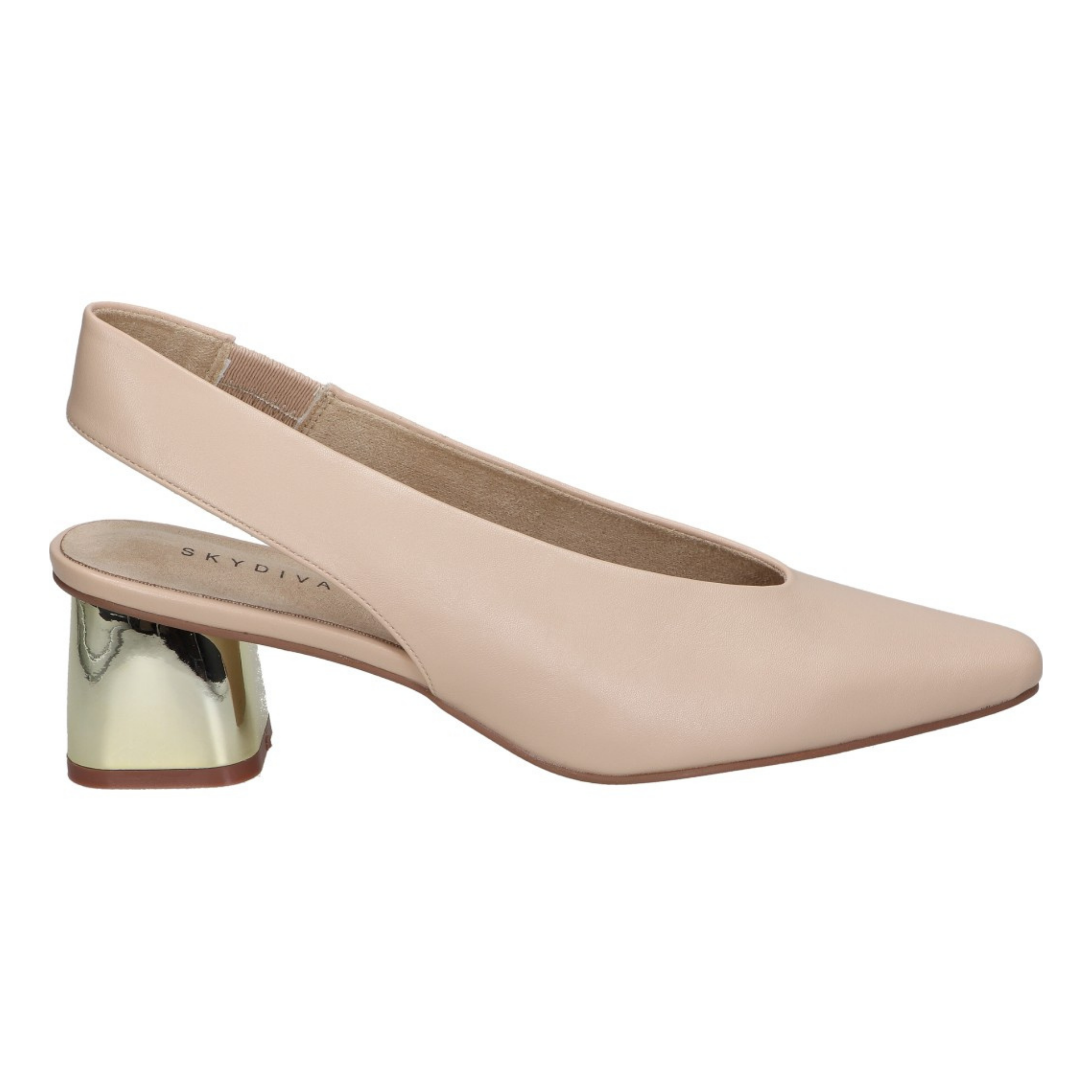 Zapatos con tacón para mujer SKYDIVA RANDOM en color beige, vista laeral derecha