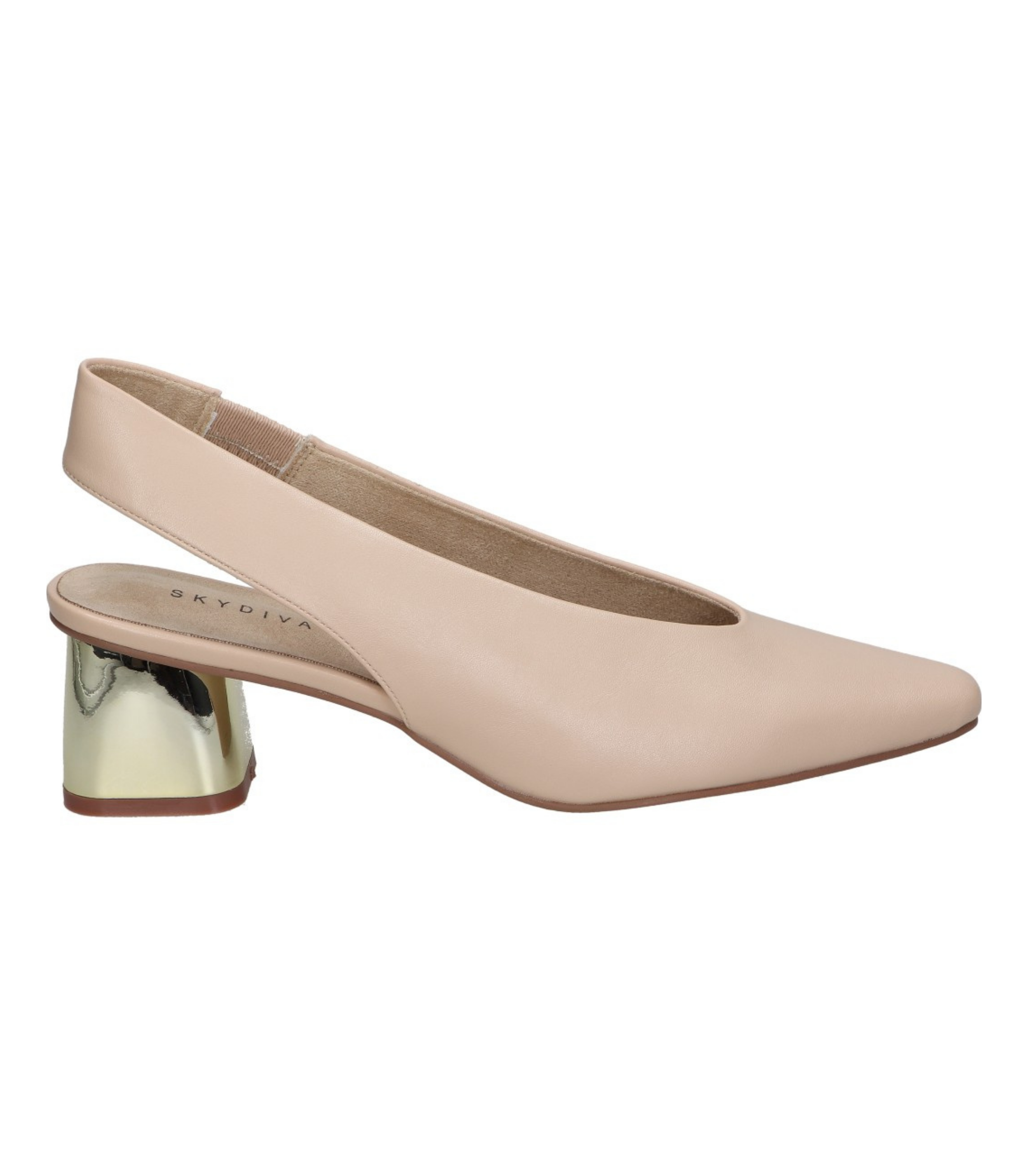 Zapatos con tacón para mujer SKYDIVA RANDOM en color beige, vista laeral derecha