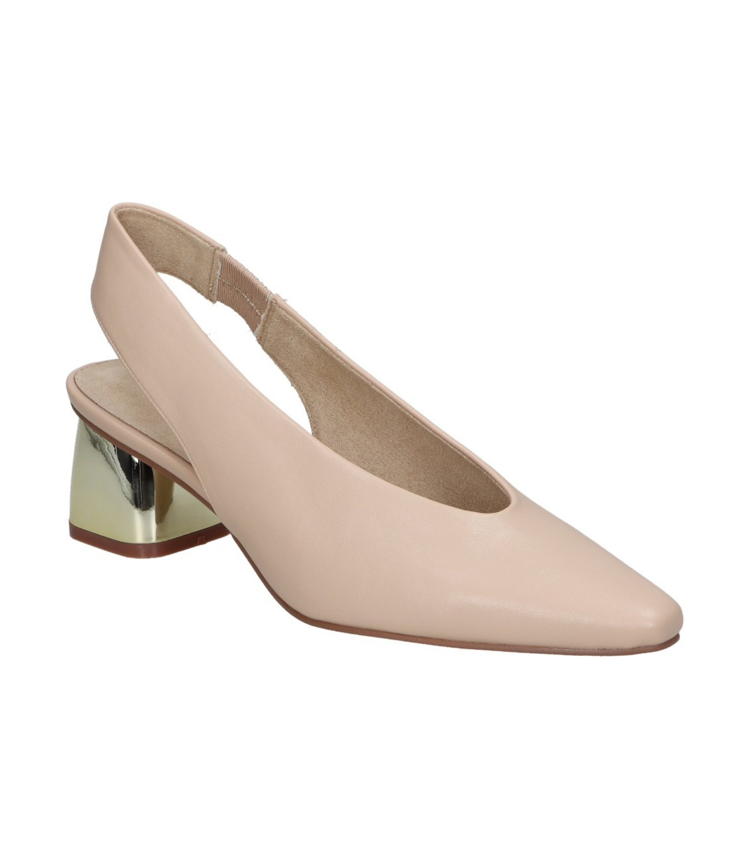 Zapatos con tacón para mujer SKYDIVA RANDOM en color beige, vista diagonal frontal