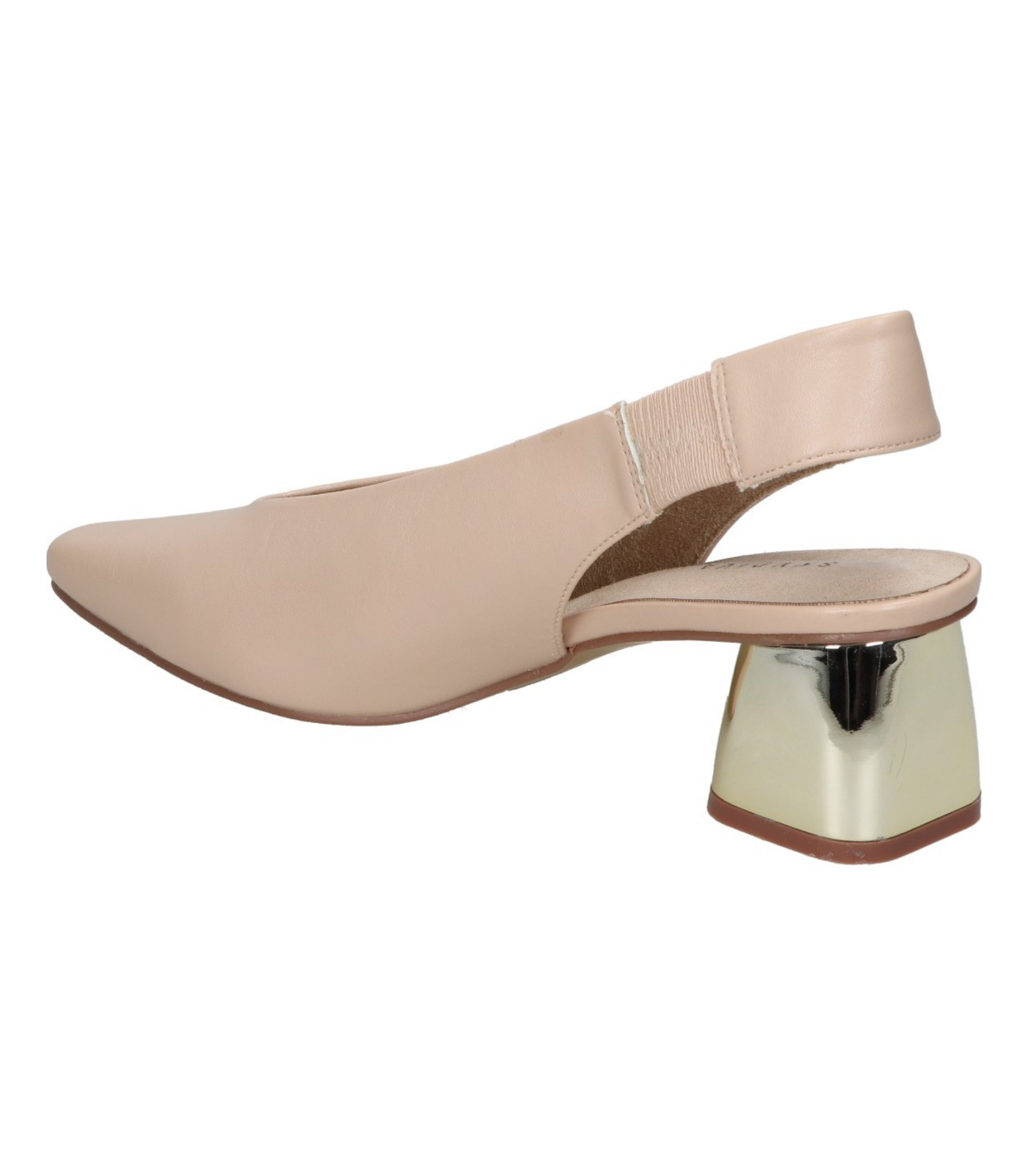 Zapatos con tacón para mujer SKYDIVA RANDOM en color beige, vista diagonal talón