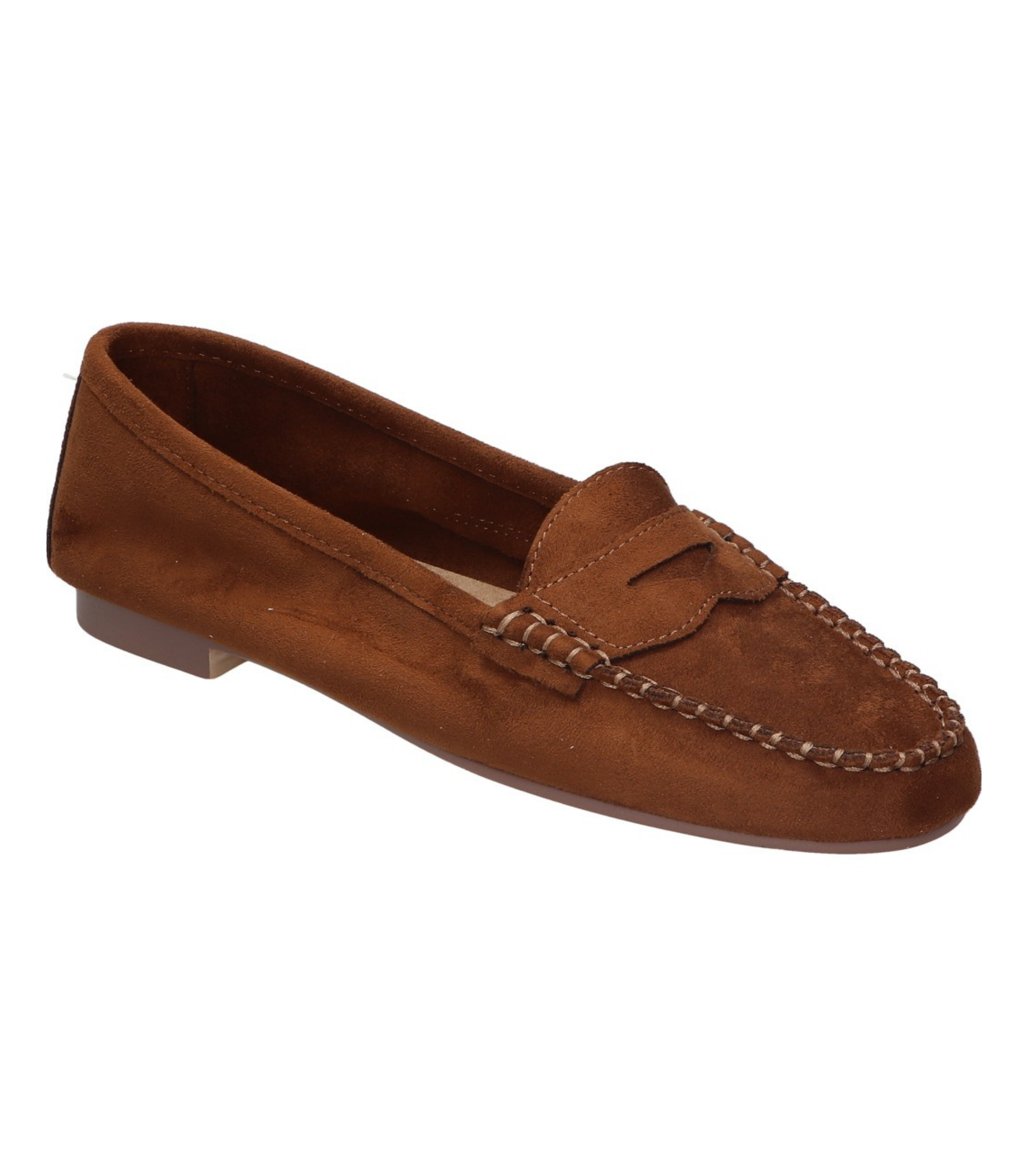 Mocasines para mujer SKYDIVA NPC en color marrón, vista diagonal frontal
