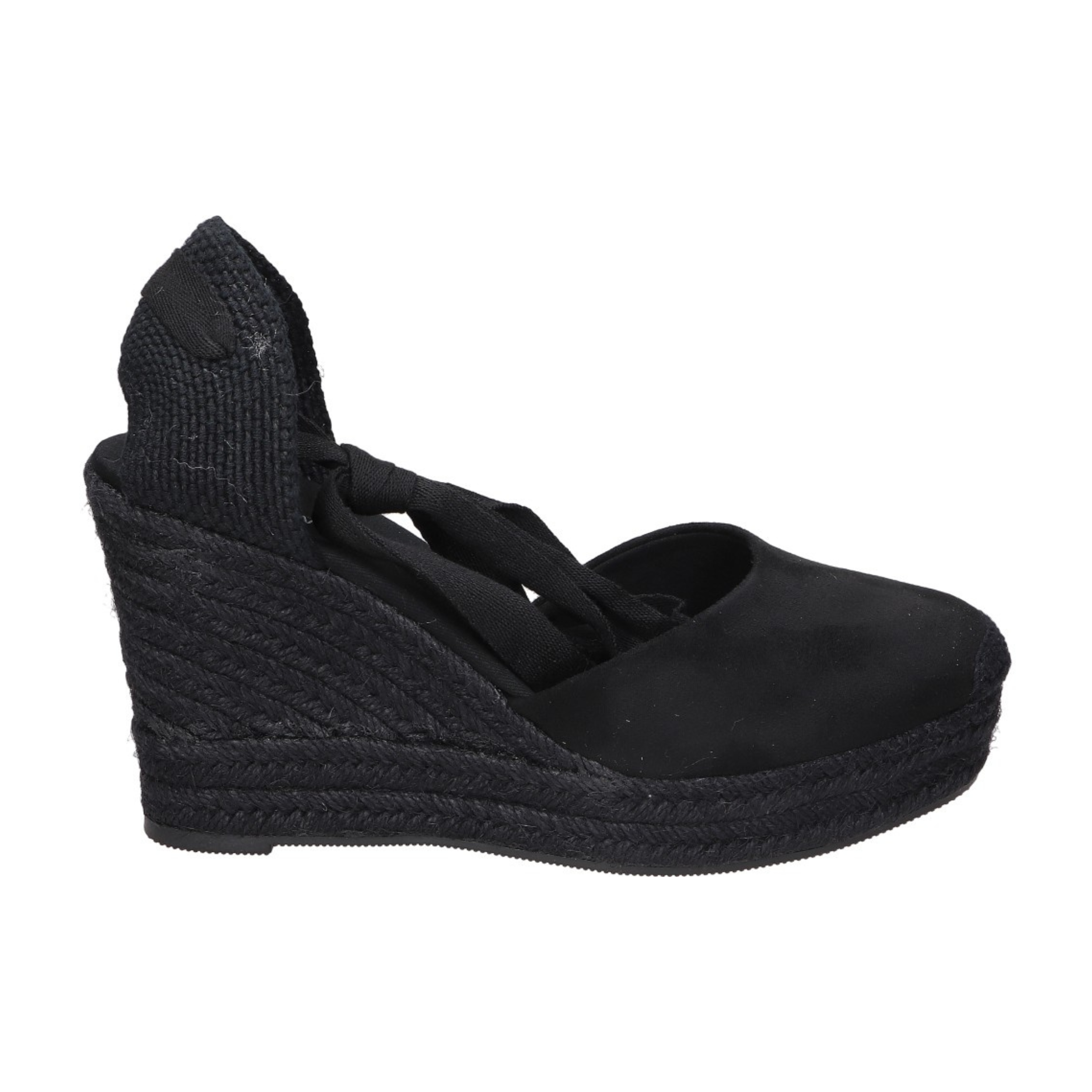 Alpargatas con cuña para mujer SKYDIVA AESTHETIC en color negro, vista lateral derecha
