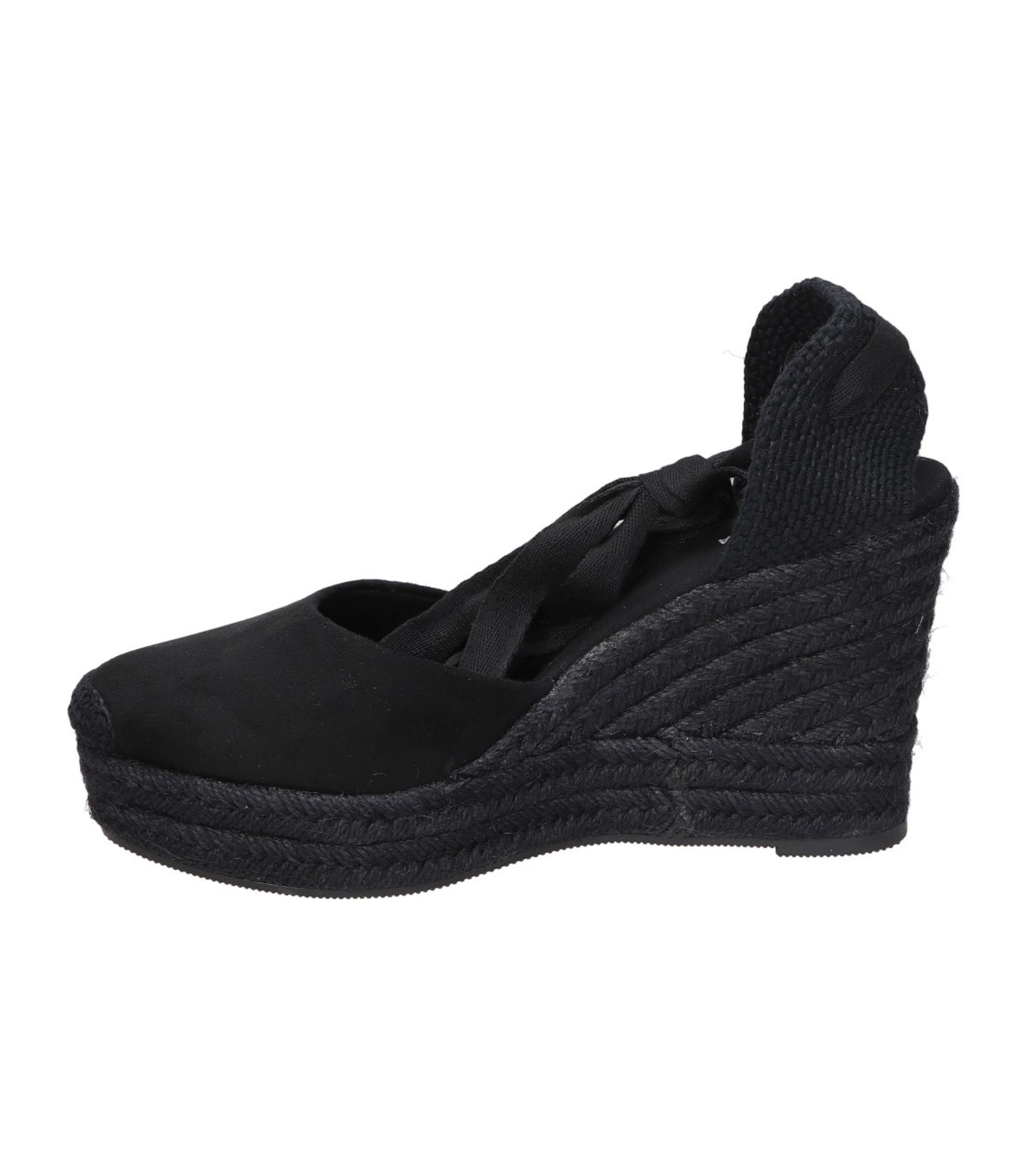 Alpargatas con cuña para mujer SKYDIVA AESTHETIC en color negro, vista lateral izquierda