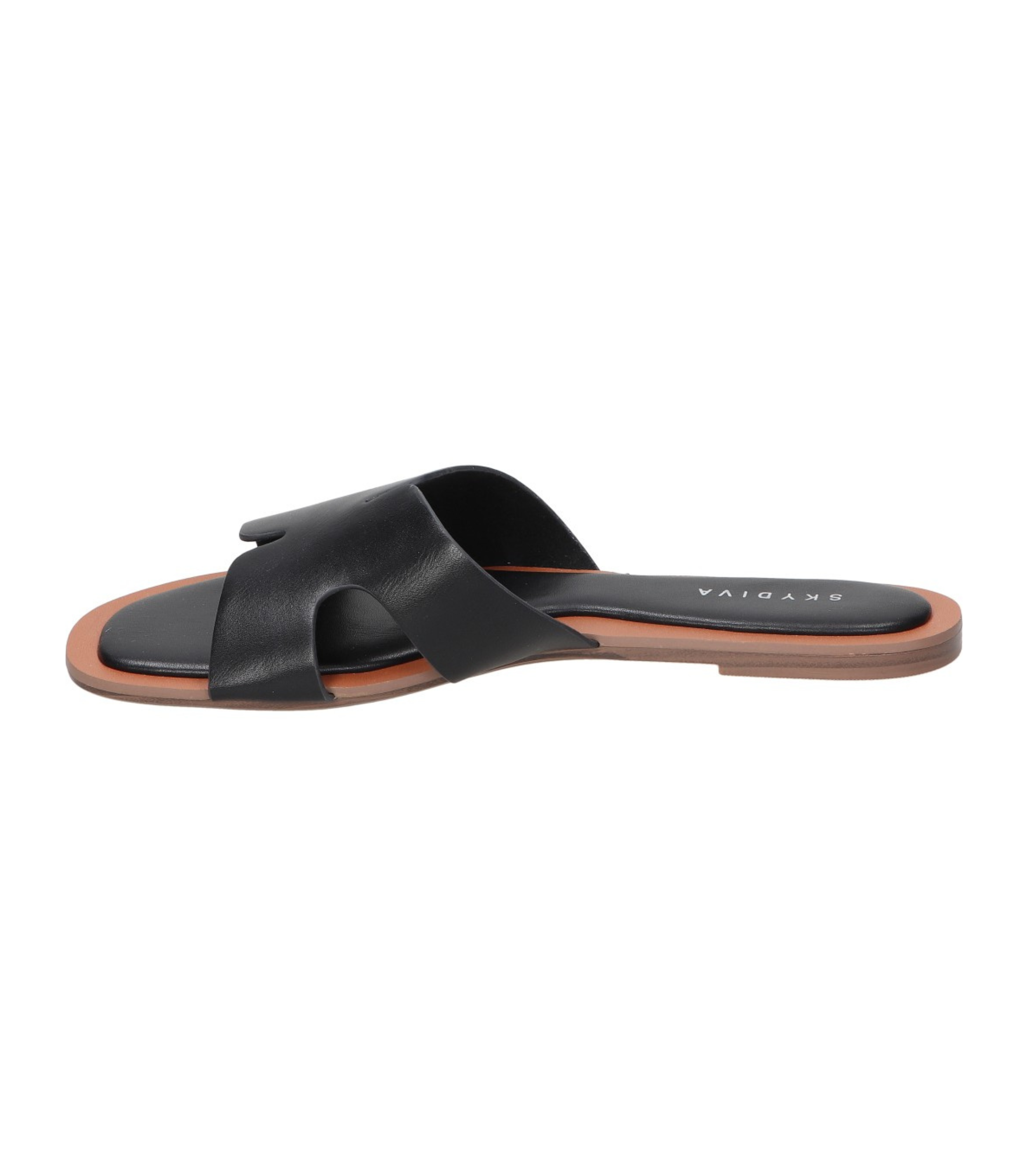 Sandalias planas para mujer SKYDIVA CHILL en color negro, vista lateral izquierda