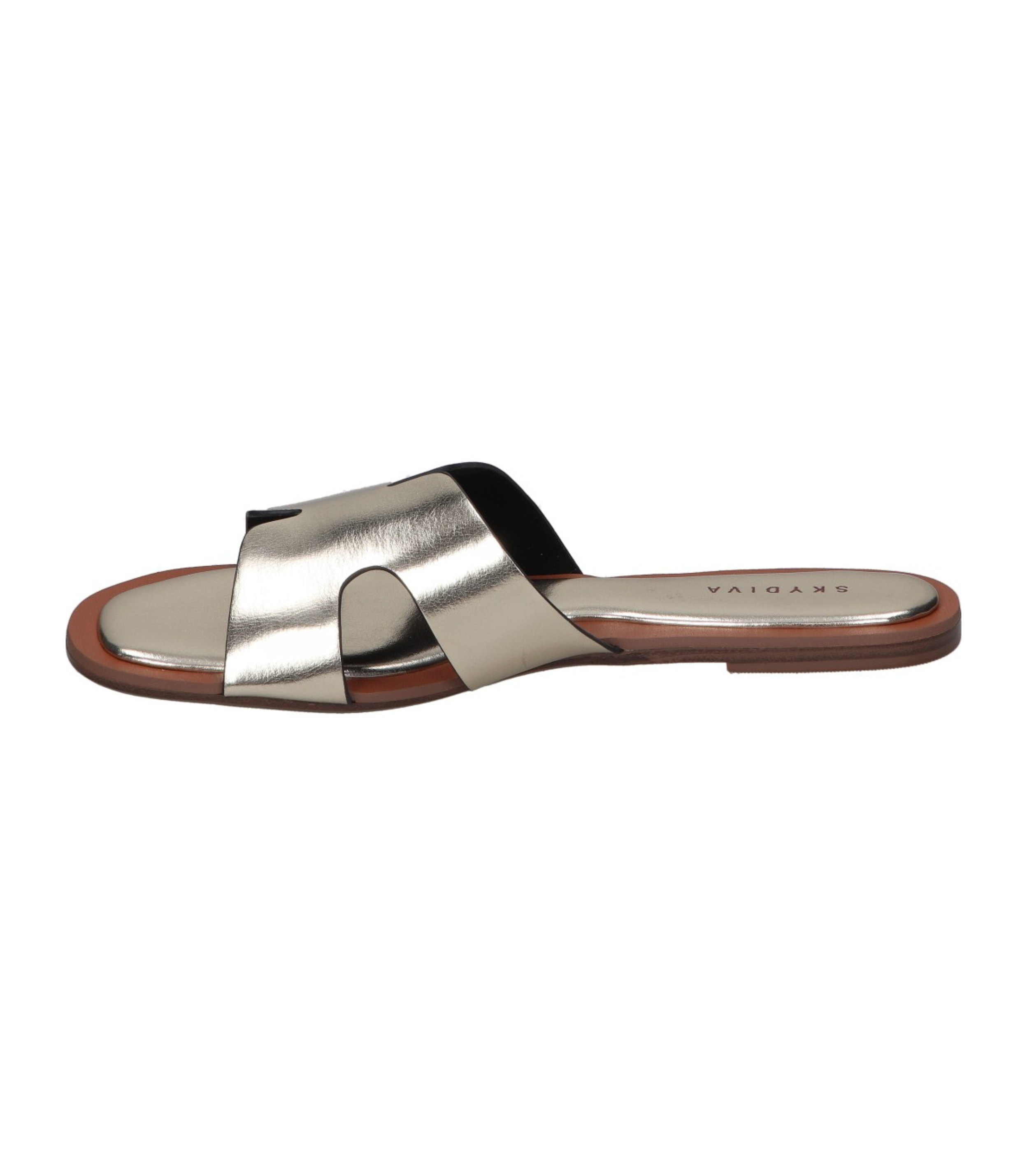 Sandalias planas para mujer SKYDIVA CHILL en color plata, vista lateral izquierda