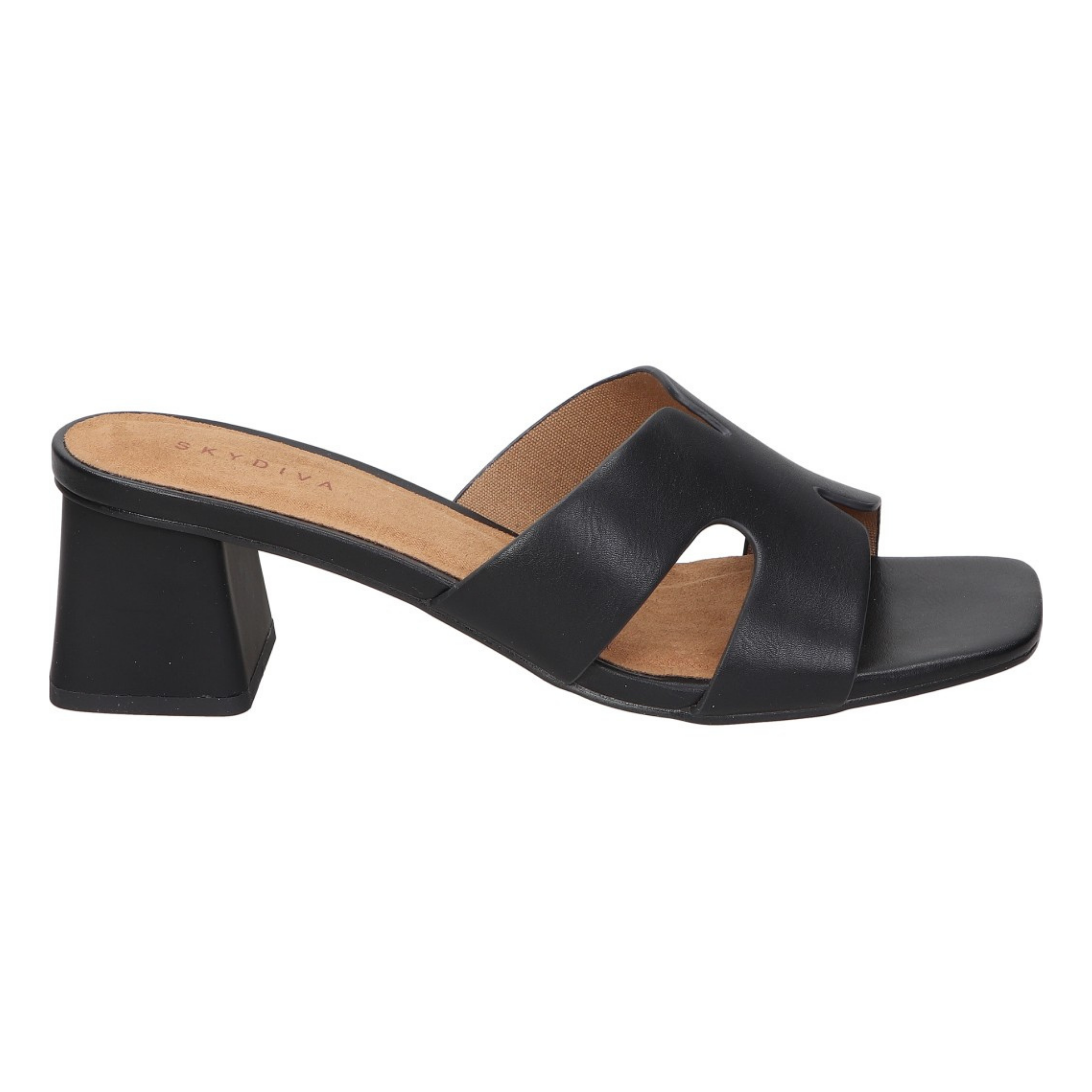 Sandalias de tacón para mujer SKYDIVA MOOD en color negro, vista lateral derecha