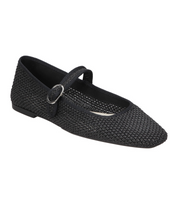 Merceditas planas para mujer SKYDIVA ICONIC en color negro, vista diagonal frontal