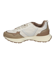 Deportivas planas para mujer SKYDIVA FACTS en color beige y marrón, vista lateral izquierda
