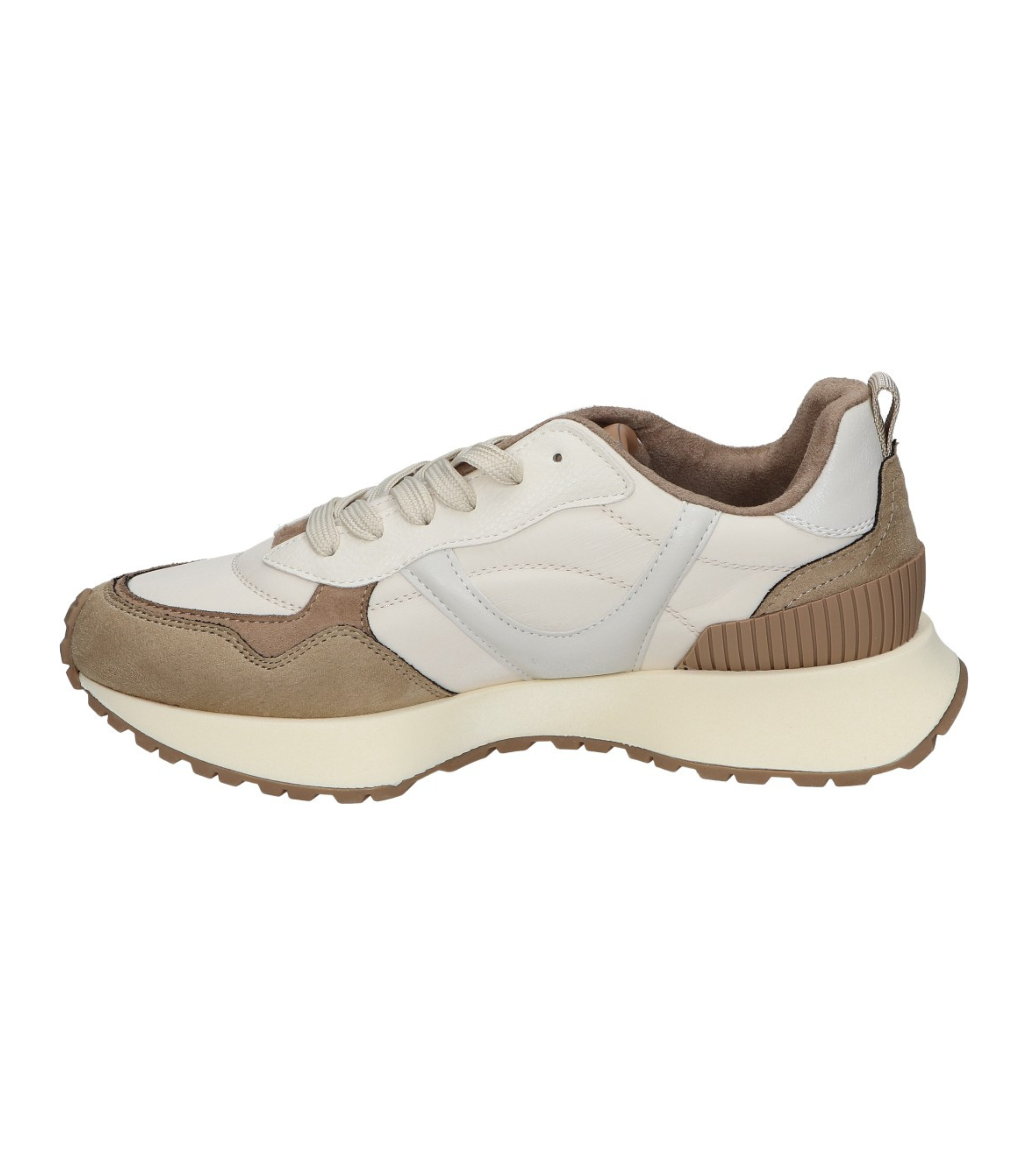 Deportivas planas para mujer SKYDIVA FACTS en color beige y marrón, vista lateral izquierda