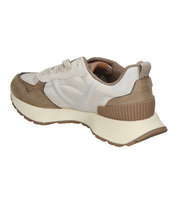 Deportivas planas para mujer SKYDIVA FACTS en color beige y marrón, vista lateral izquierda