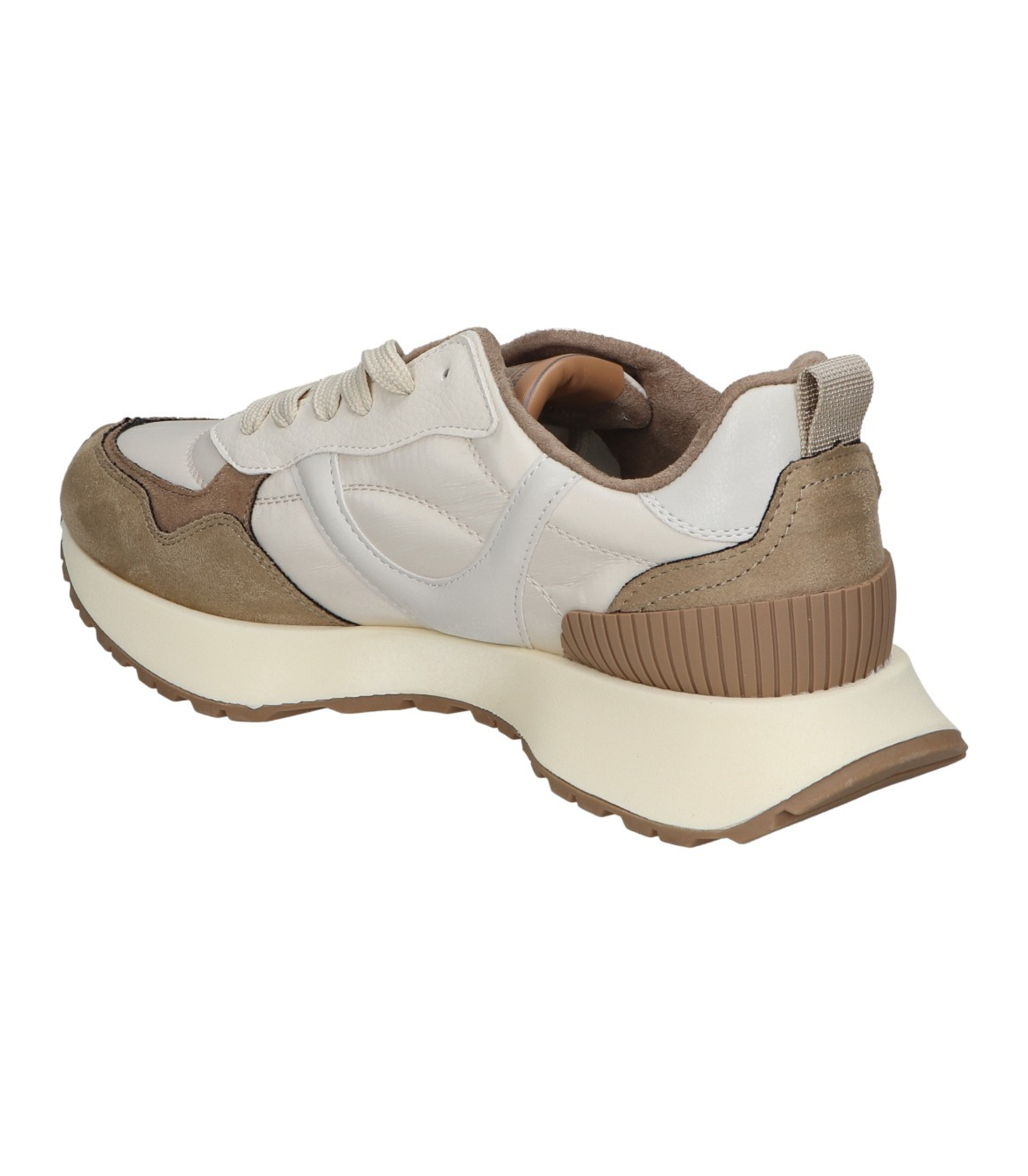 Deportivas planas para mujer SKYDIVA FACTS en color beige y marrón, vista lateral izquierda