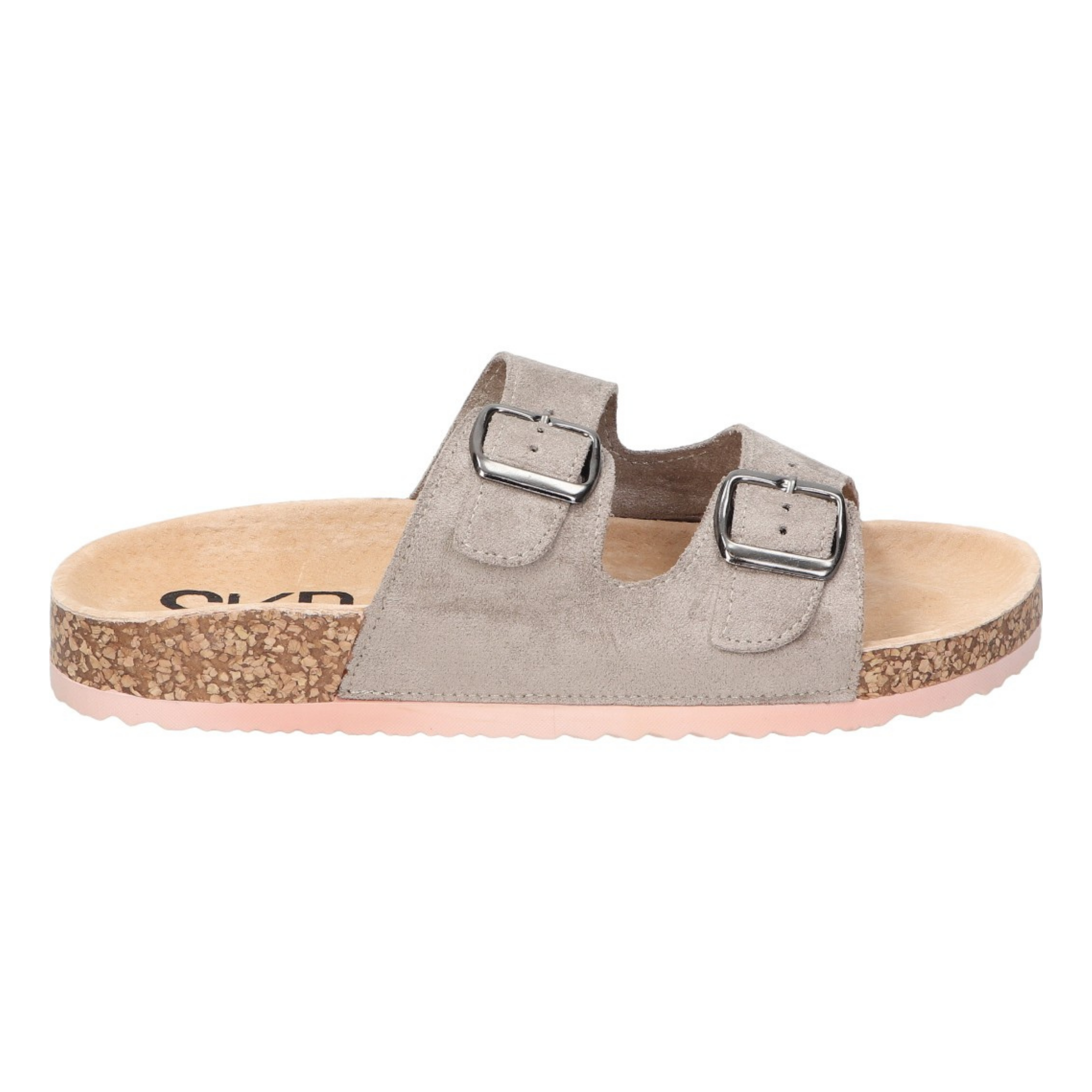 Sandalias planas destalonadas para mujer SKYDIVA RT en color gris, vista lateral derecha