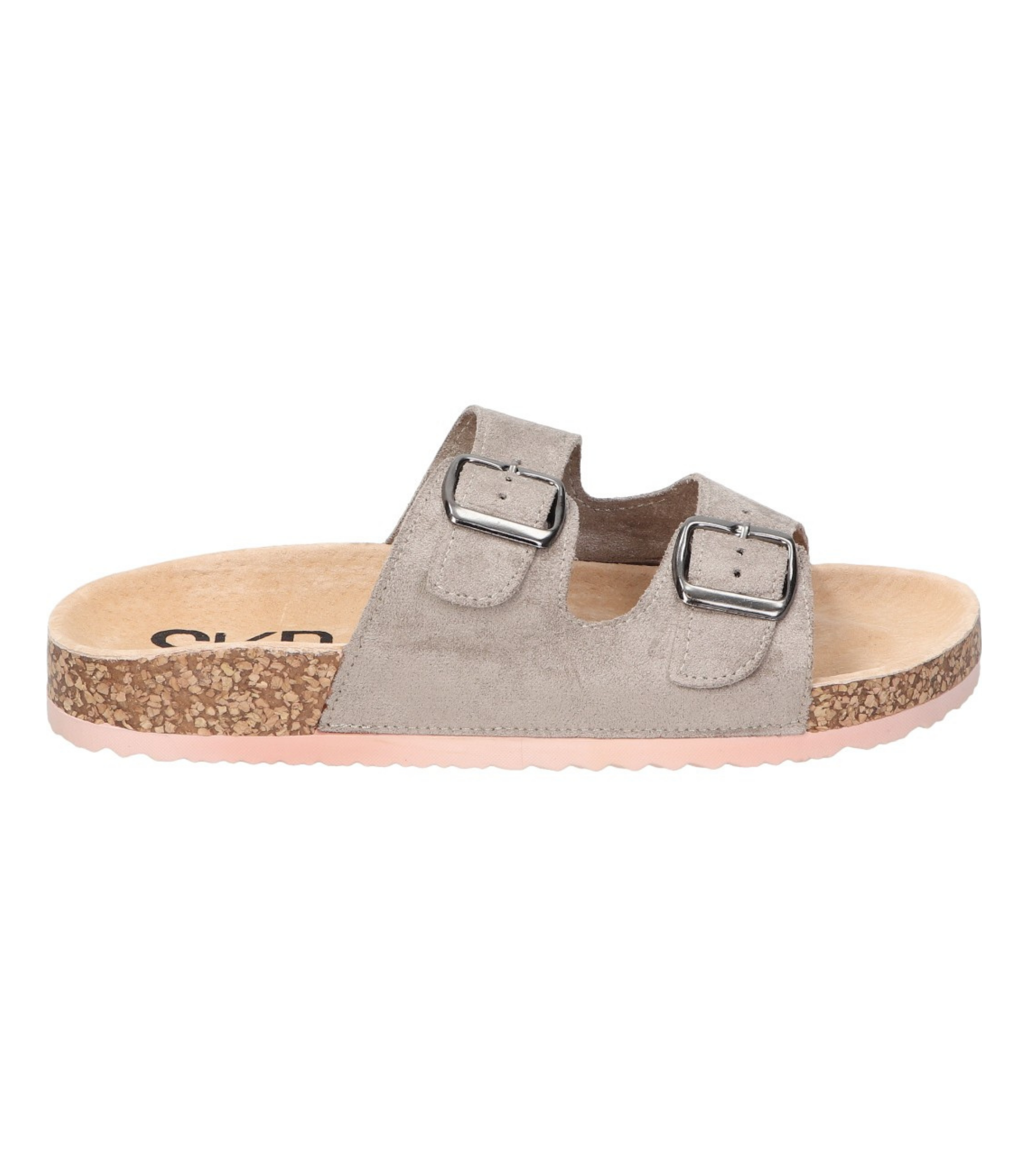 Sandalias planas destalonadas para mujer SKYDIVA RT en color gris, vista lateral derecha