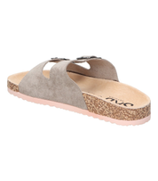 Sandalias planas destalonadas para mujer SKYDIVA RT en color gris, vista diagonal talón