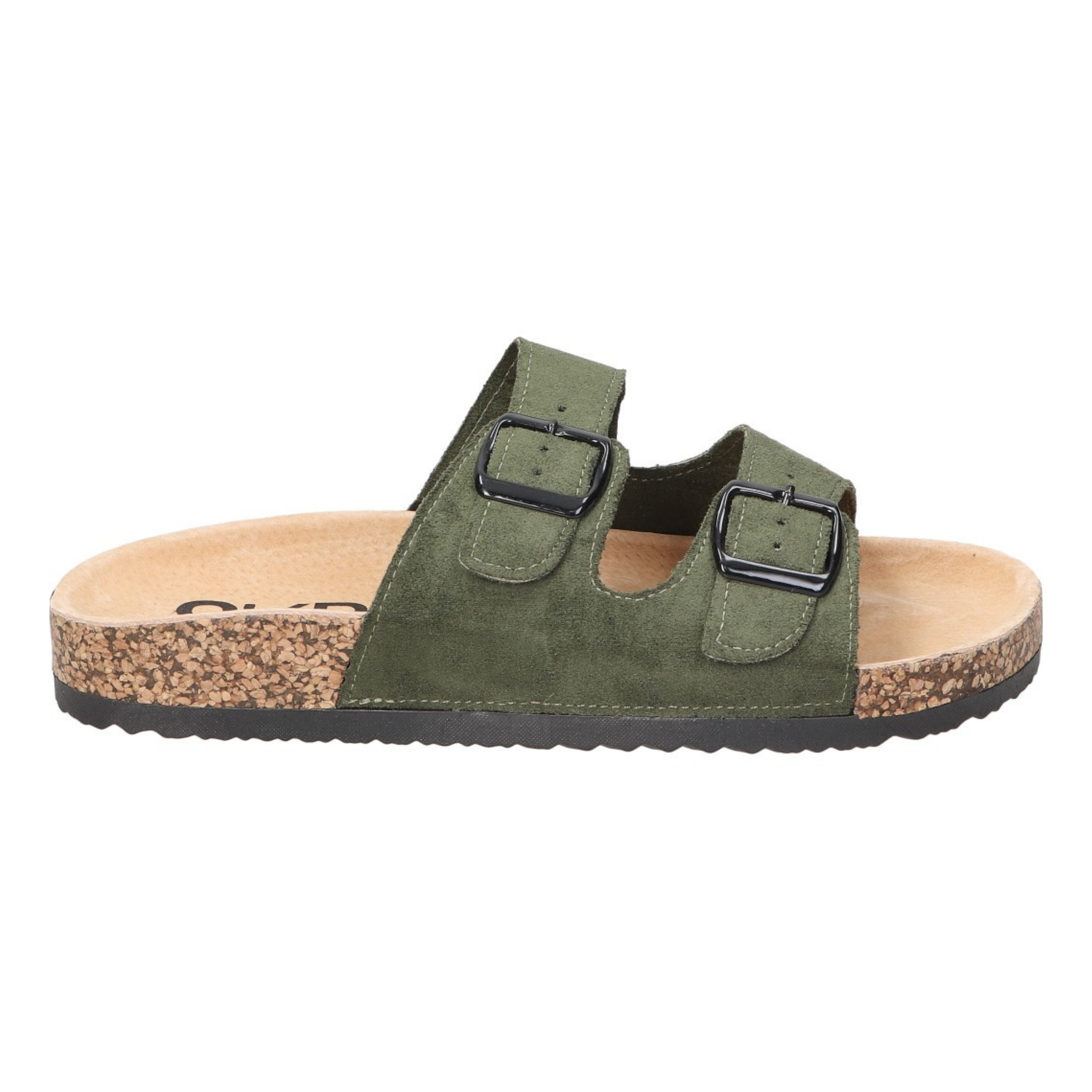 Sandalias planas destalonadas para mujer SKYDIVA RT en color verde khaki, vista lateral derecha